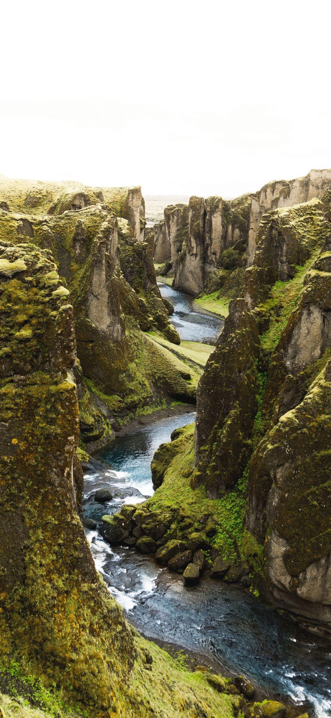 1125x2436 Fjaðrárgljúfur, canyon, Fjaðrá river, nature, Iceland, 1125x2436 wallpaper. Places to travel, Iceland travel, Travel