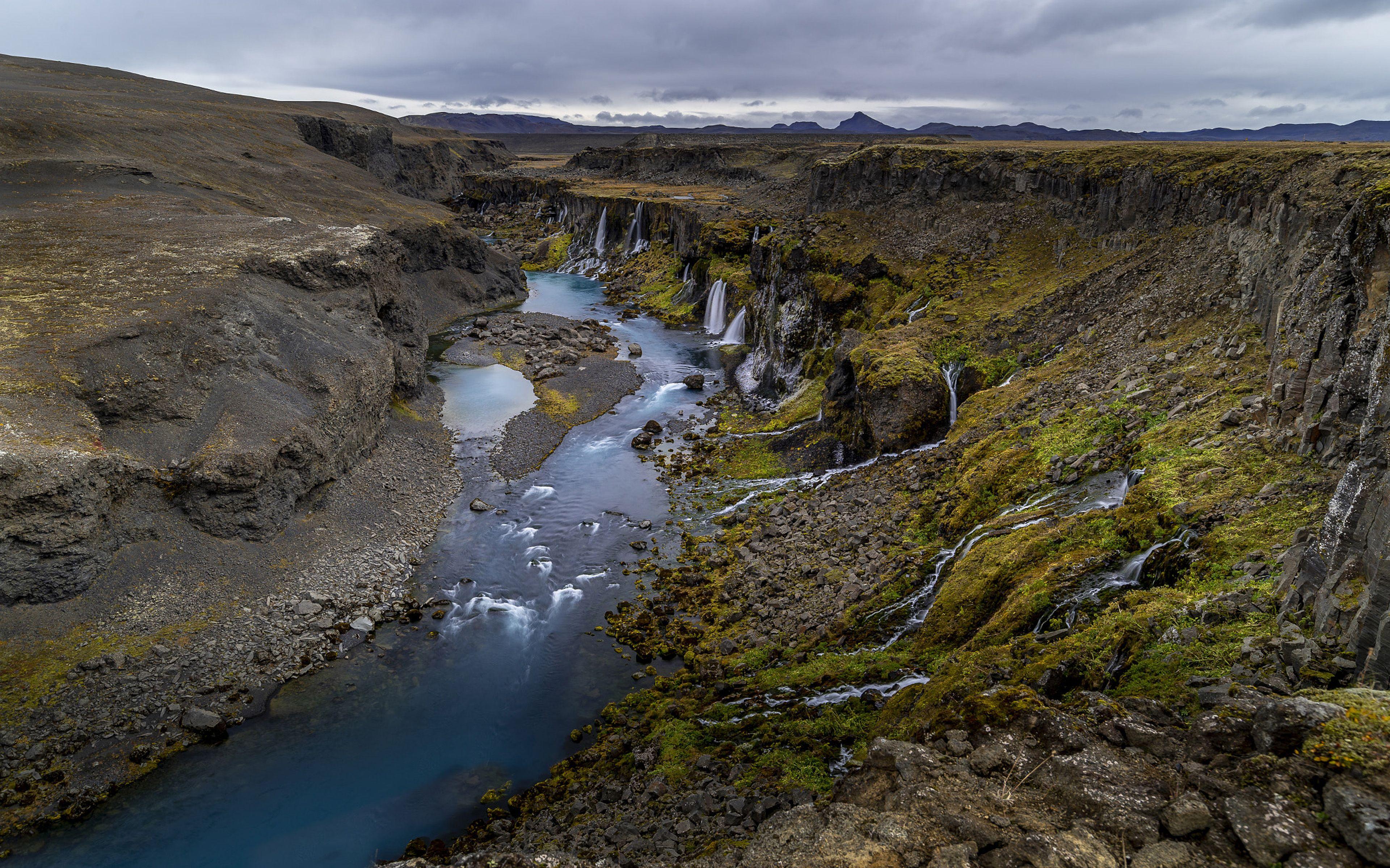 3840x2400 Waterfalls In Iceland Canyon Of Sigoldugljufur Ultra HD Wallpaper For Desktop Mobile Phones And Lapx2400 :
