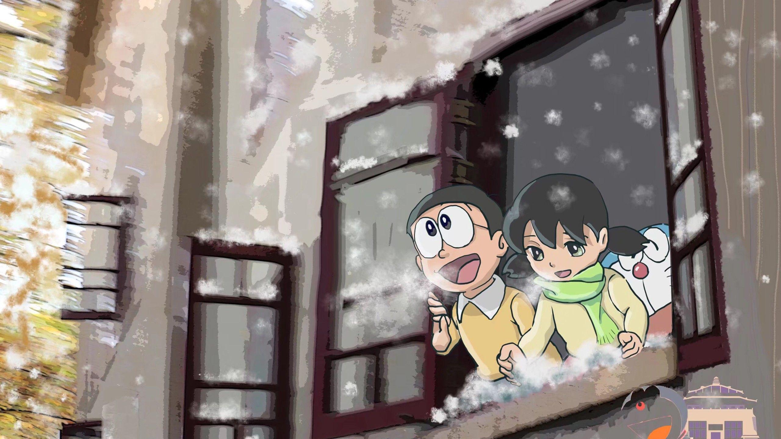 2560x1440 Doraemon Nobita Shizuka HD Doraemon Wallpaper