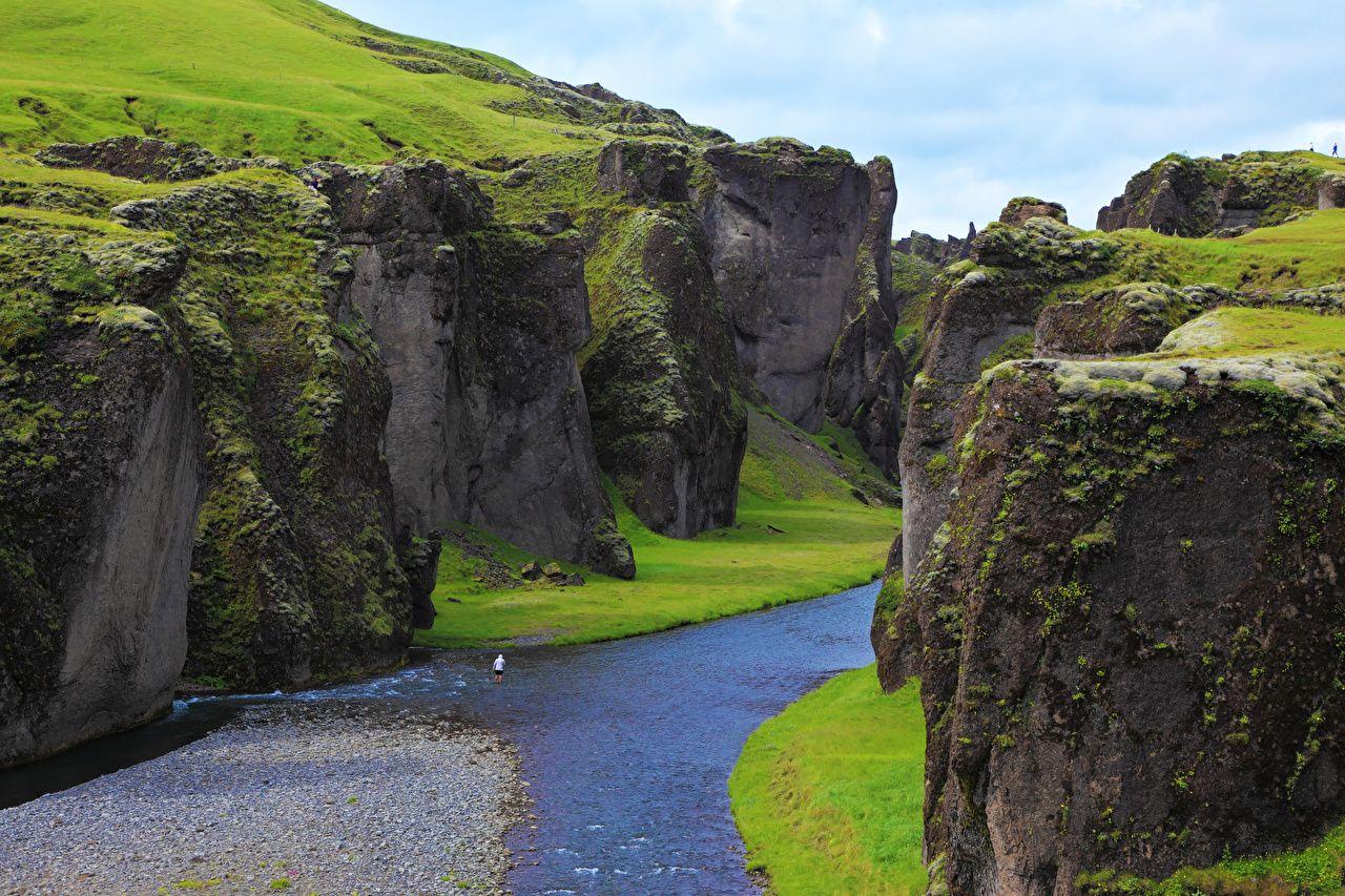 1280x853 Image Iceland canyon Fjadrargljufur Crag Nature canyons Moss river