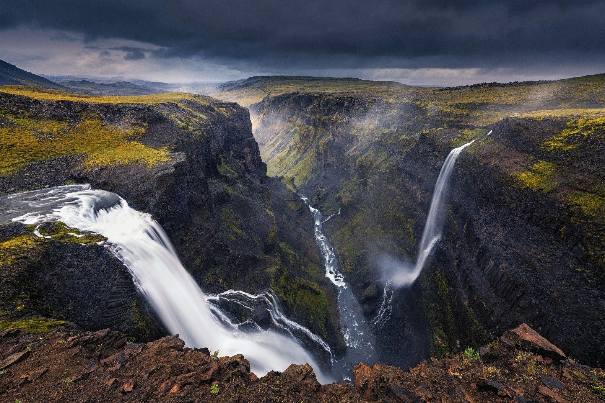 2048x1366 Iceland Canyon Waterfall HD Wallpaper