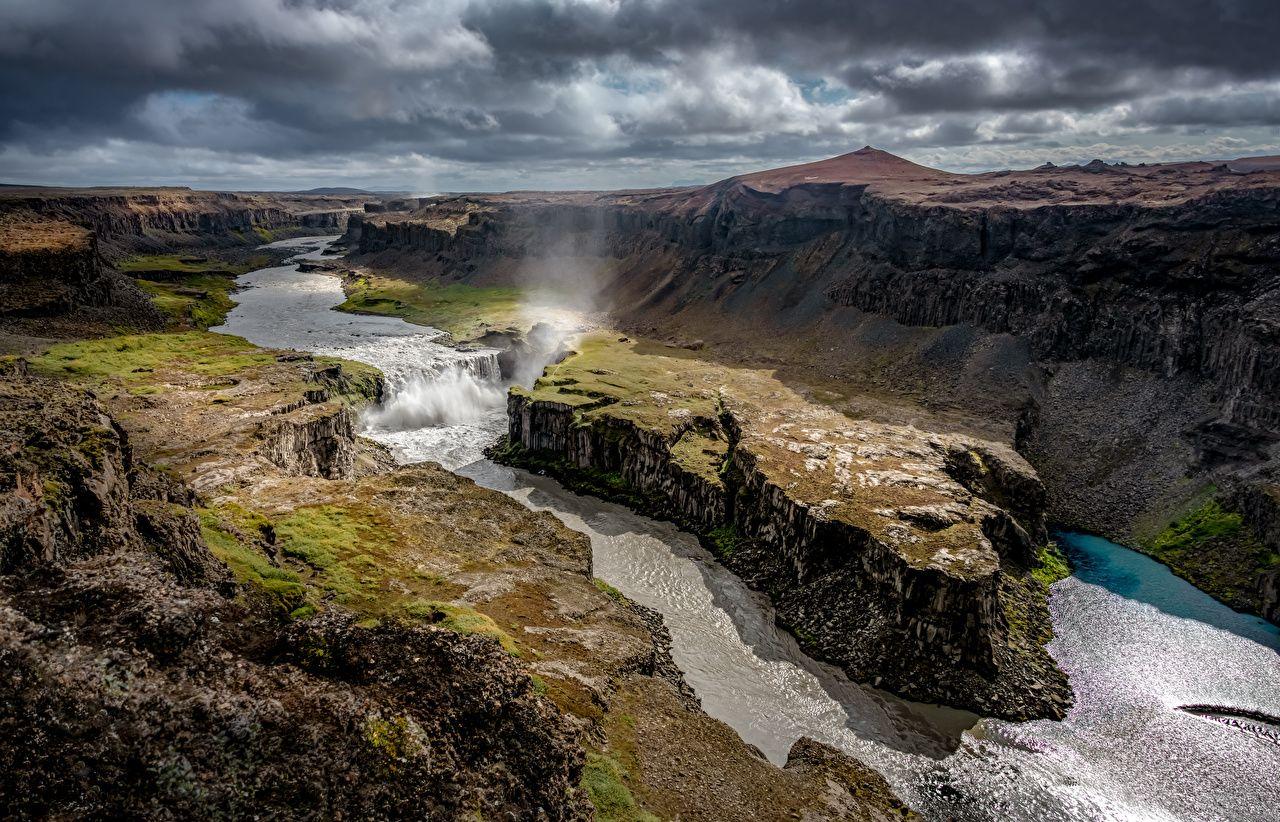 1280x822 image Iceland Nature canyons Scenery river Clouds