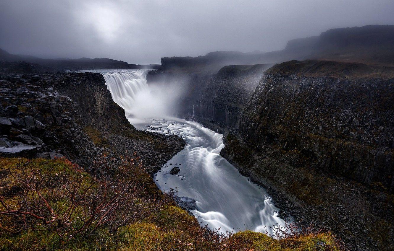 1332x850 Wallpaper waterfall, canyon, Iceland, Iceland, Dettifoss image for desktop, section природа