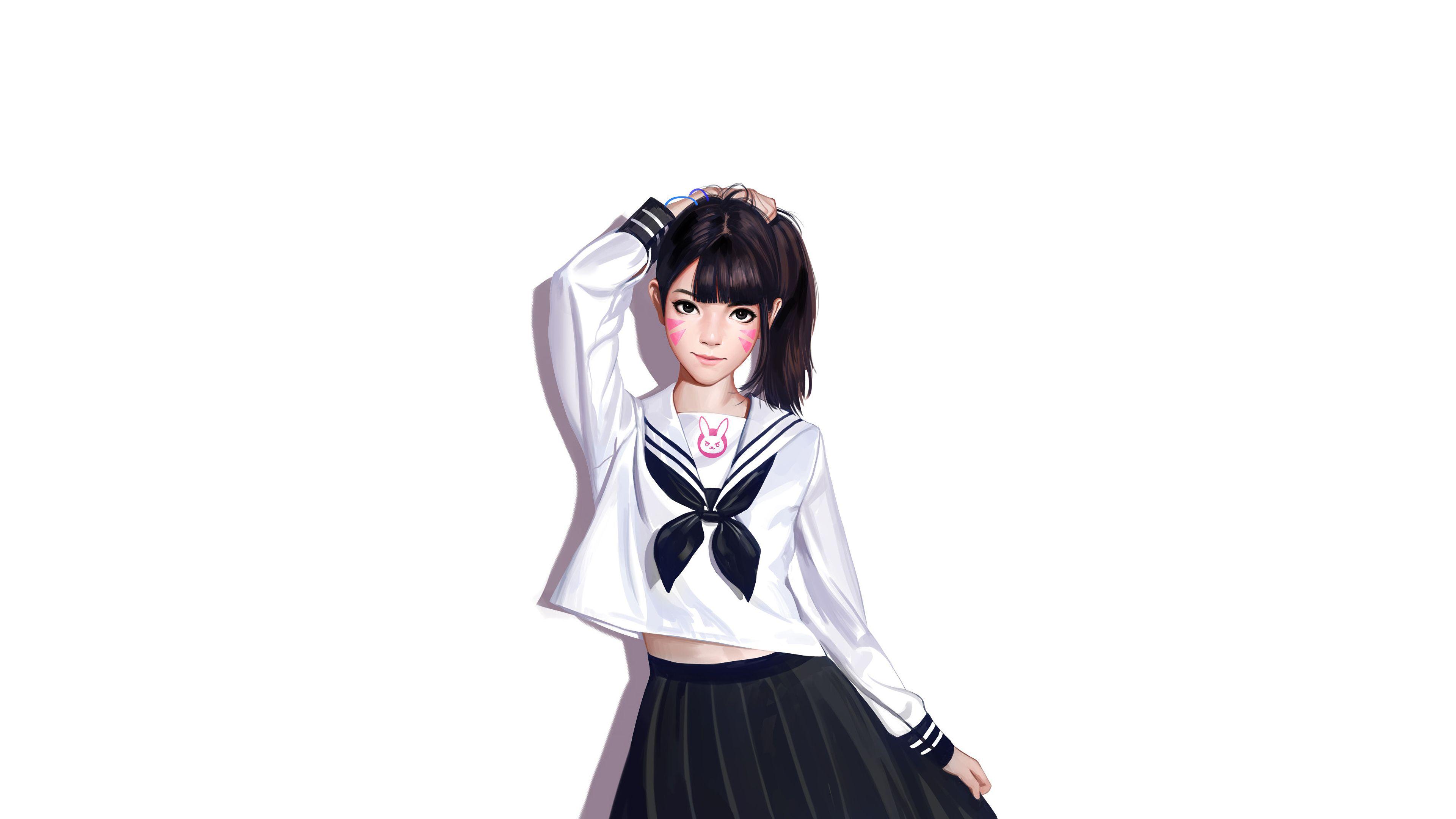 3840x2160 Wallpaper 4k Dva As School Girl 4k 4k Wallpaper, Artist Wallpaper, Artwork Wallpaper, Wallpaper, Digital Art Wallpaper, Dva Overwatch Wallpaper, Games Wallpaper, Hd Wallpaper, Overwatch Wallpaper