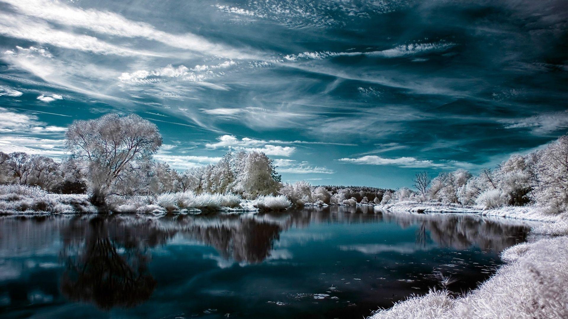 1920x1080 Lake in winter in 1920x1080 resolution. Winter wallpaper, Best nature wallpaper hd, Winter wallpaper hd