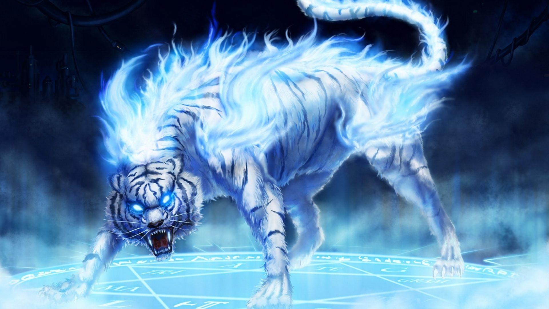 1920x1080 Download Wallpaper 1920x1080 tiger, fire, rage, eyes Full HD 1080p HD Background