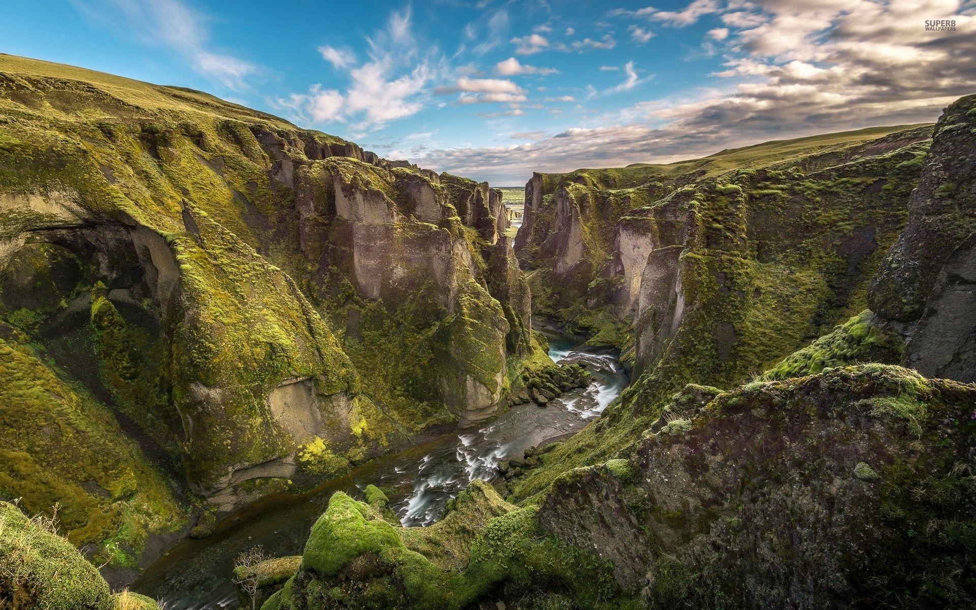 1920x1200 Fjaorargljufur Canyon Island wallpaper. Fjaorargljufur Canyon Island