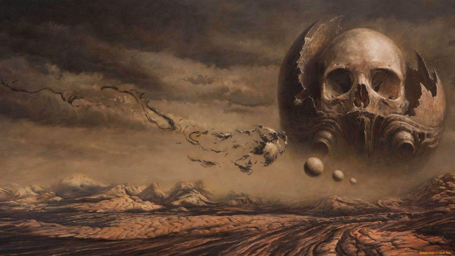 1920x1080 Gray Skull Wallpaper, Fantasy Art