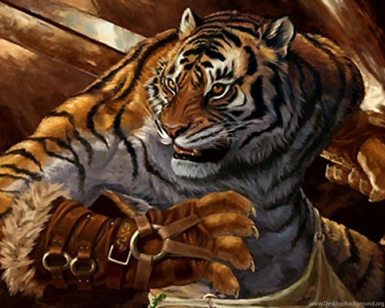 1280x1024 Tiger Warrior Wallpaper