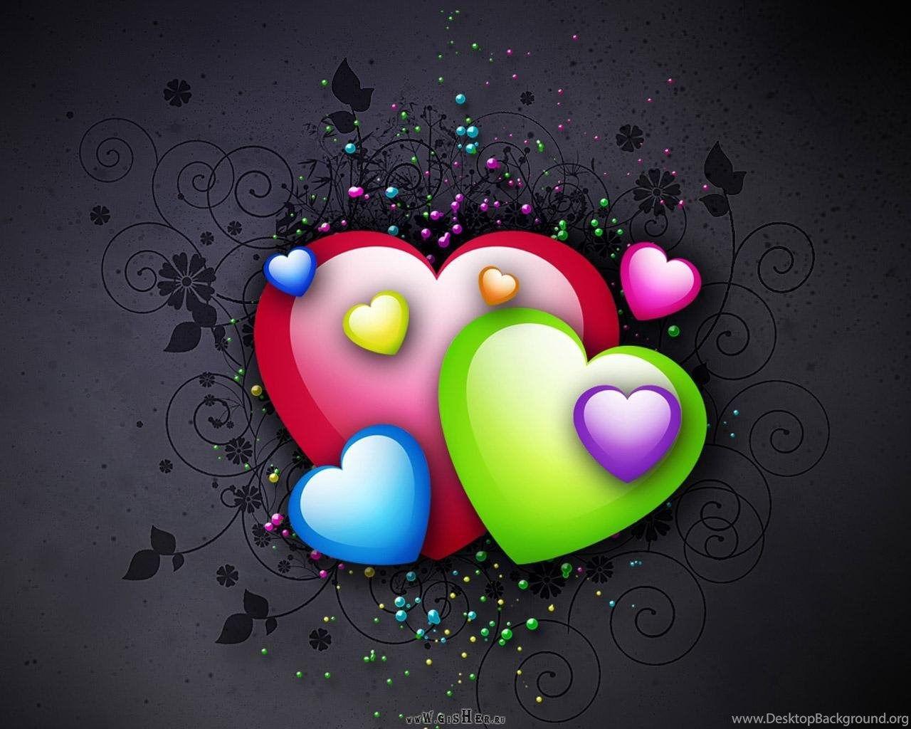 1280x1024 Cool hearts colorful 3D Desktop Background