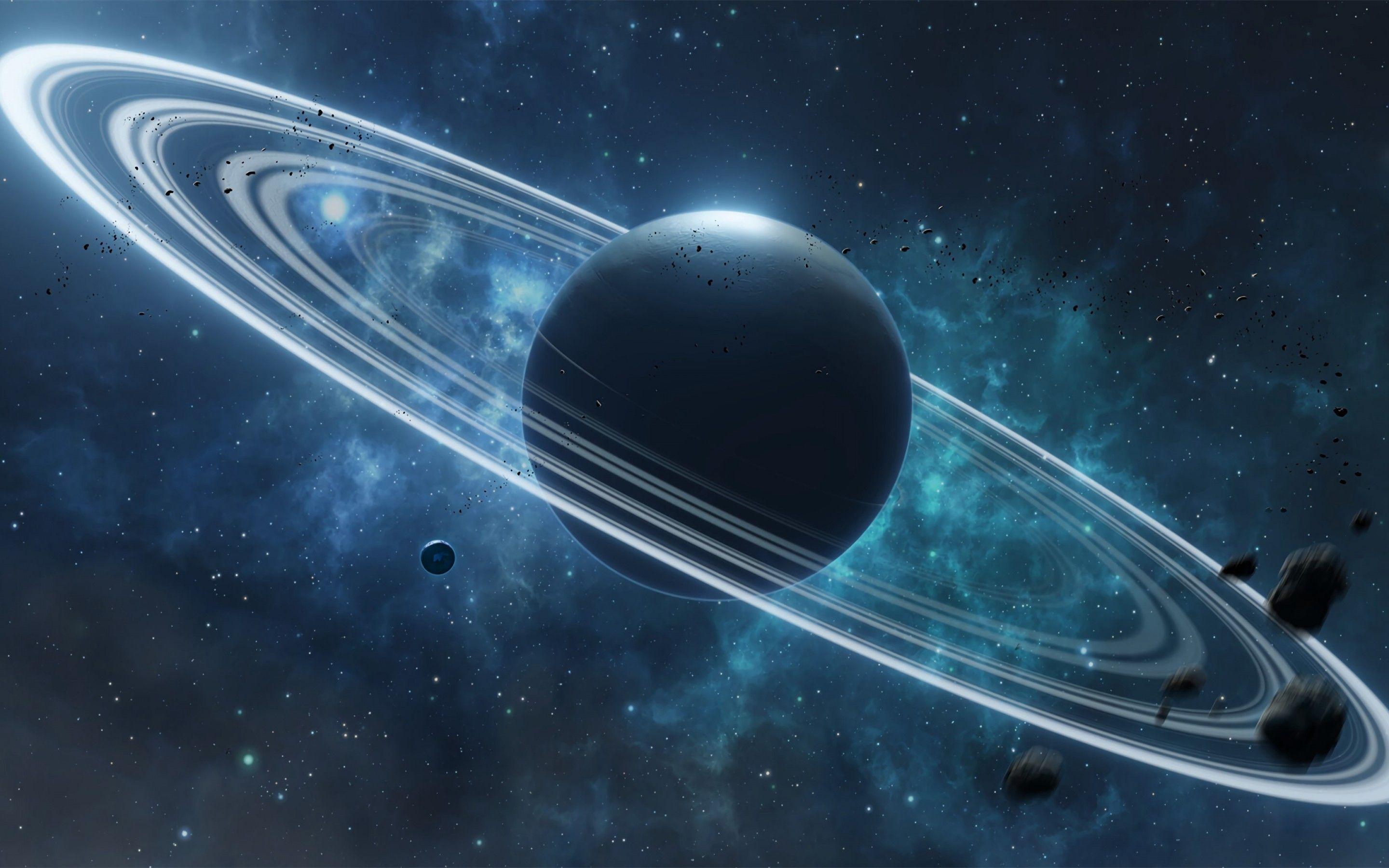 2880x1800 Download 2880x1800 Planet, Ring System, Nebula, Meteorites Wallpaper for MacBook Pro 15 inch