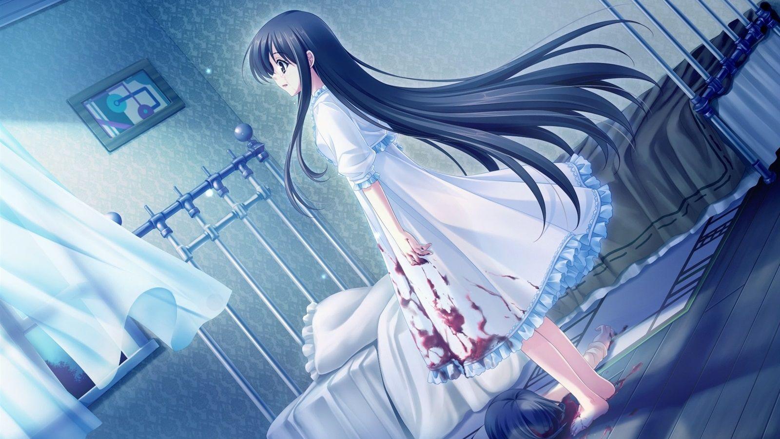 1600x900 Wallpaper Blue hair anime girl, room, blood 1680x1050 HD Picture, Image