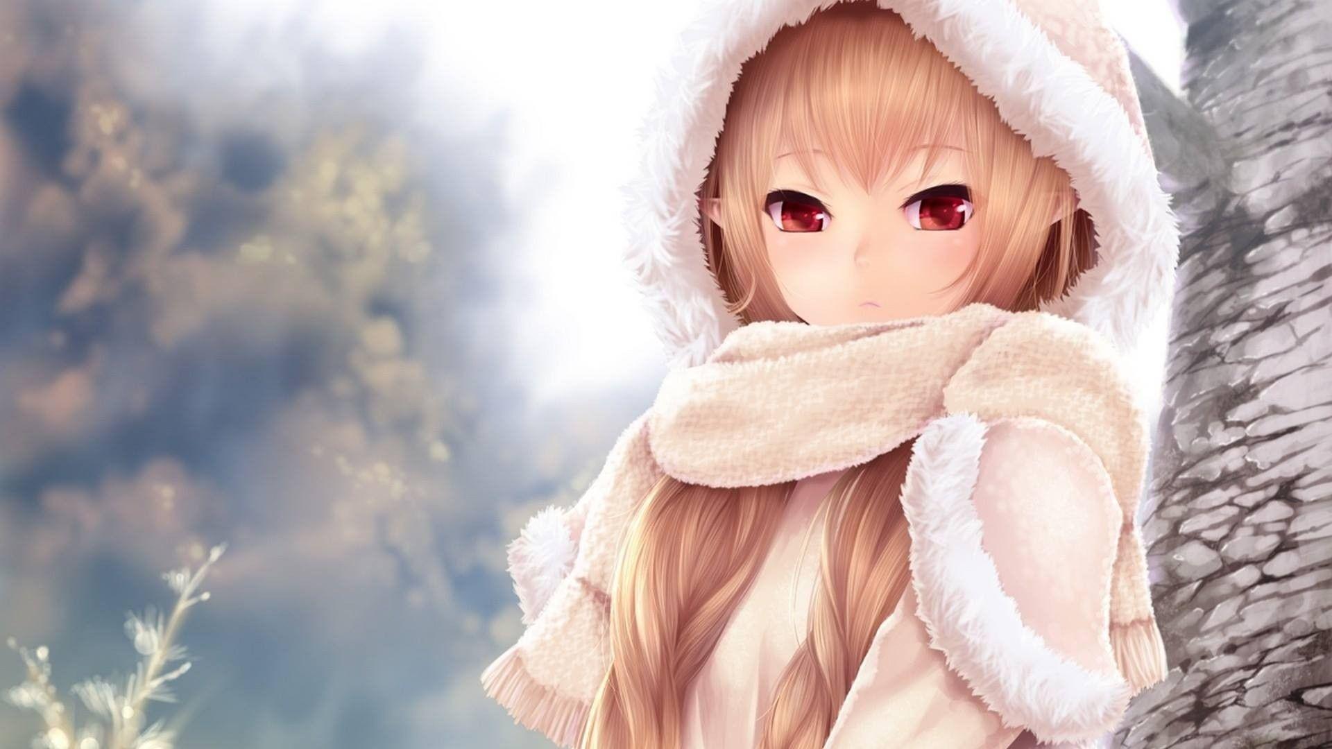 1920x1080 Hoodie Cute Anime Girl Wallpaper