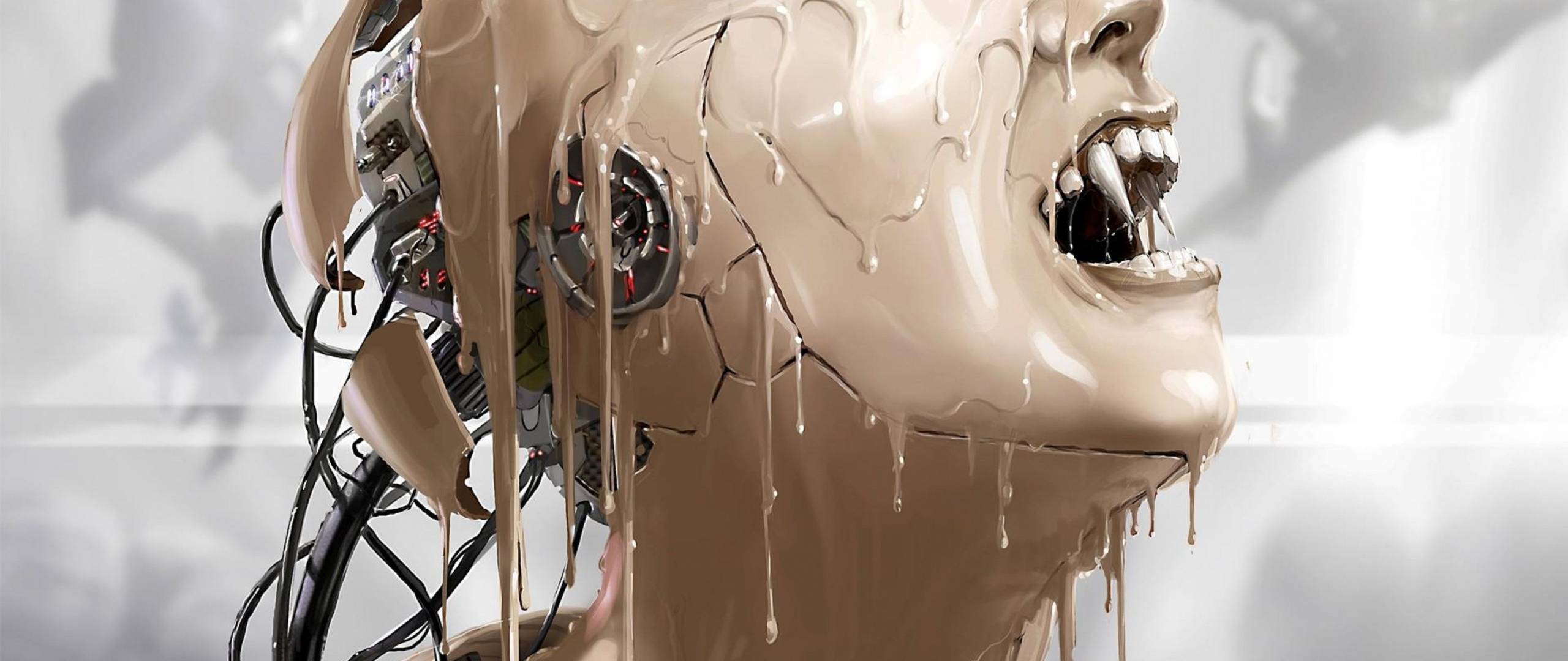 2560x1080 Cyborg, Paint, Robot, Vampire, Fangs, Hd, desktop, wallpaper, background, free, photo