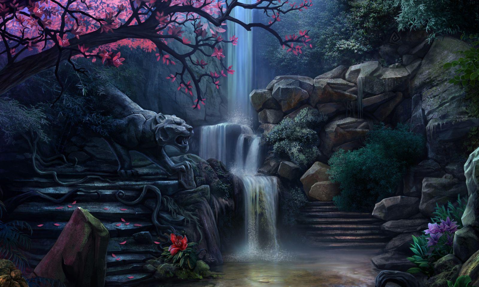 1600x960 Waterfall Digital Art Wallpaper. Best HD Wallpaper
