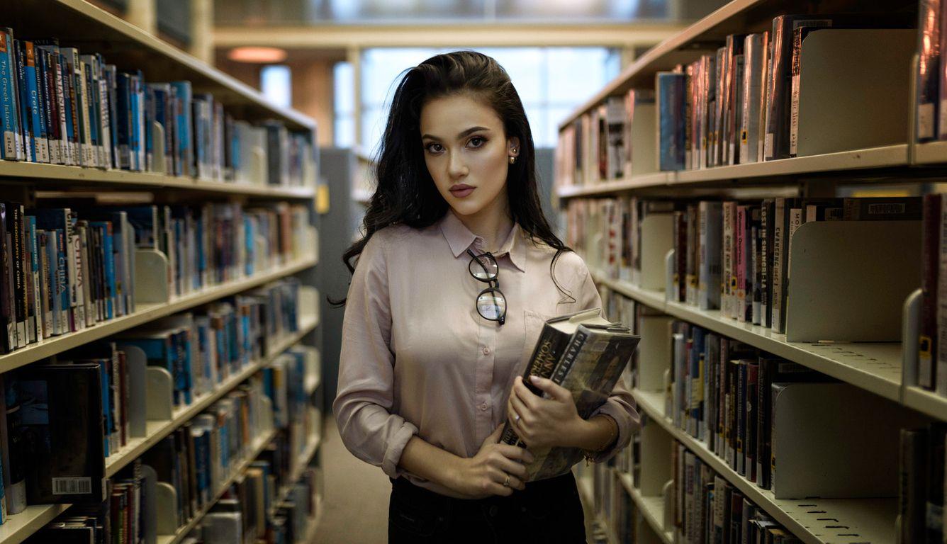 1336x768 Women With Books In Library Laptop HD HD 4k Wallpaper, Image, Background, Photo and Picture