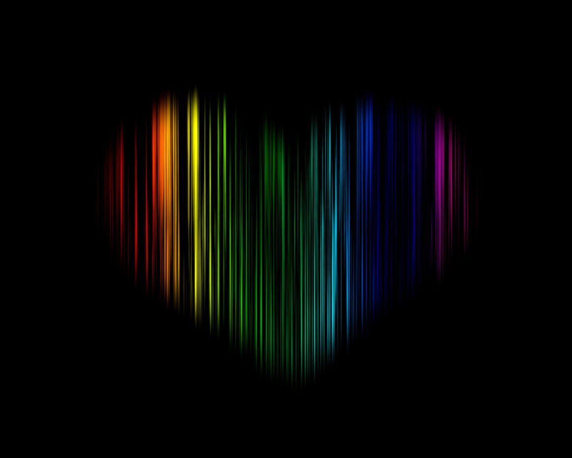 1164x931 Wallpaper Rainbow Heart Black Background