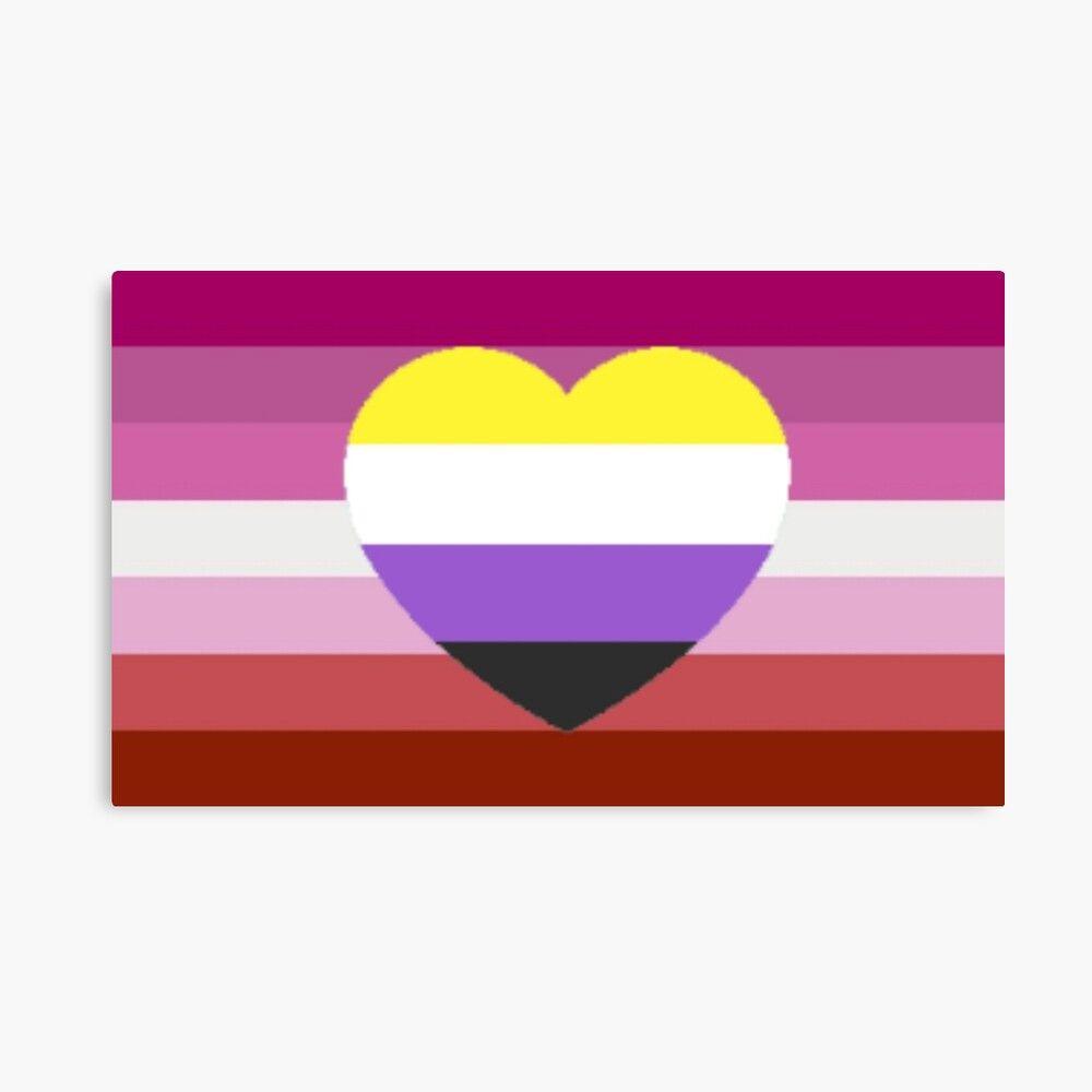 1000x1000 Lesbian Pride Flag With Non Binary Heart Photographic Print