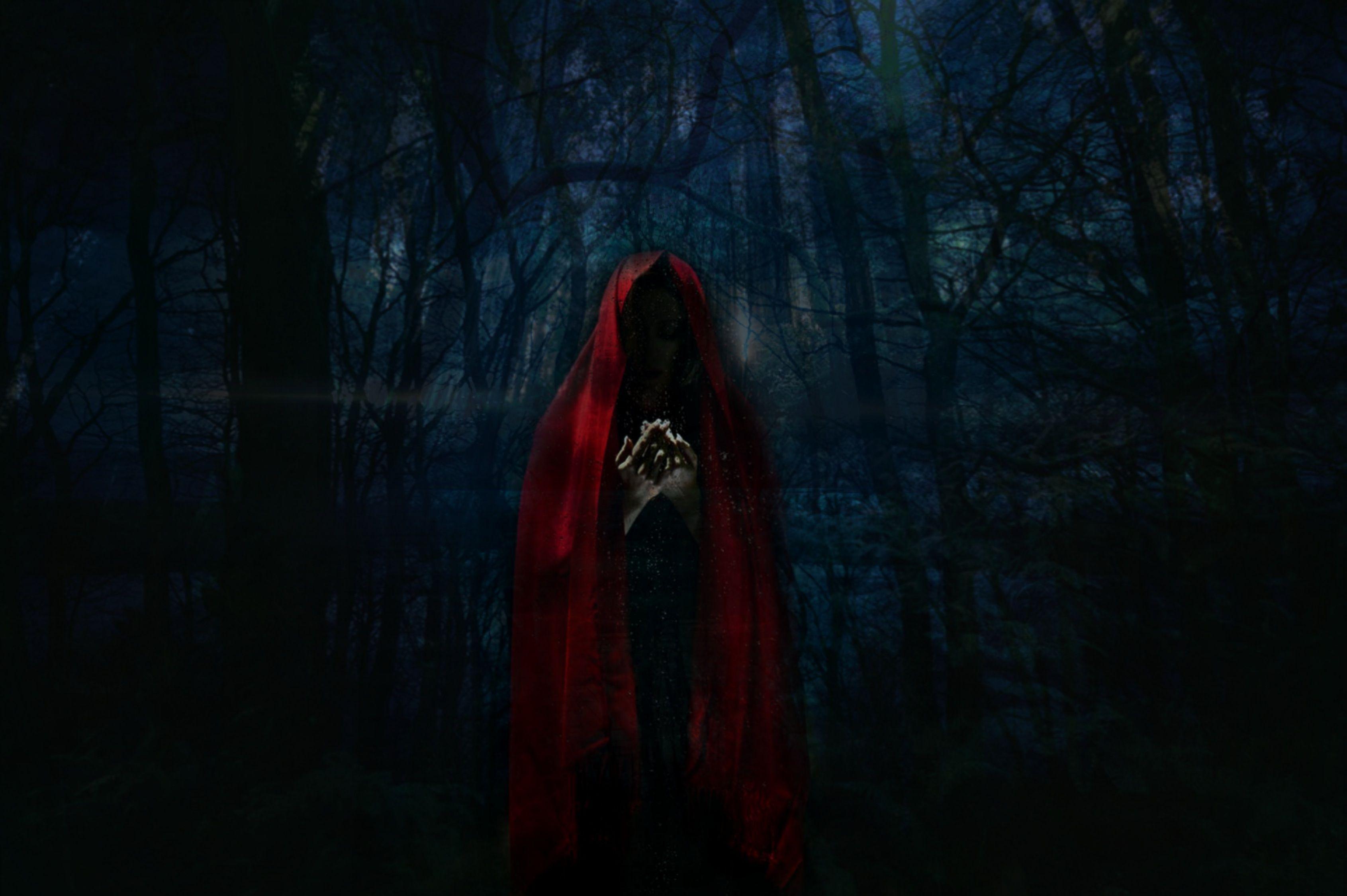 3382x2250 Wallpaper Woman, Mantle, Creepy, Gloomy, Forest HD Wallpaper