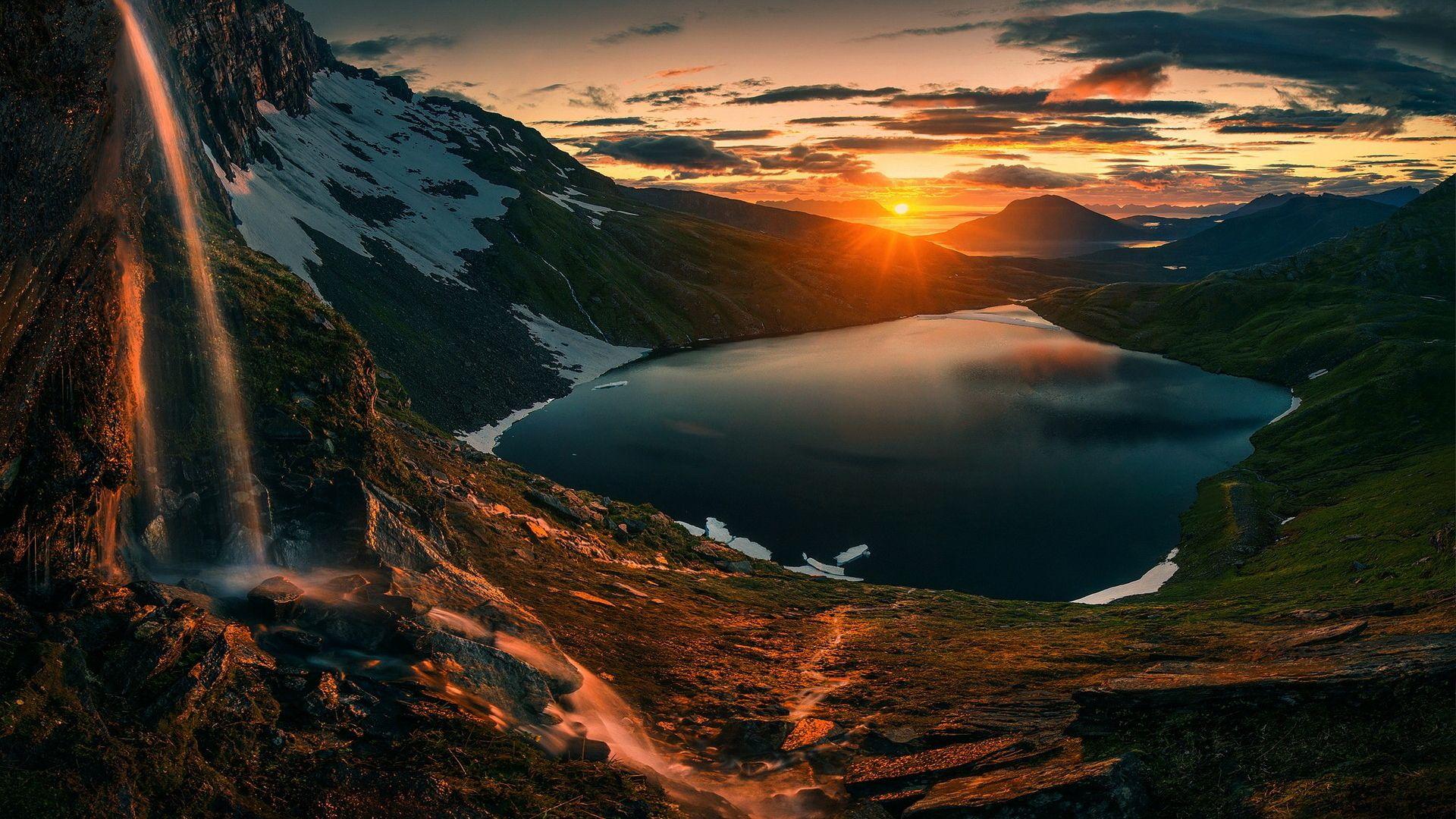 1920x1080 Sunset Over Mountains Laptop Full HD 1080P HD 4k Wallpaper, Image, Background, Photo and Picture