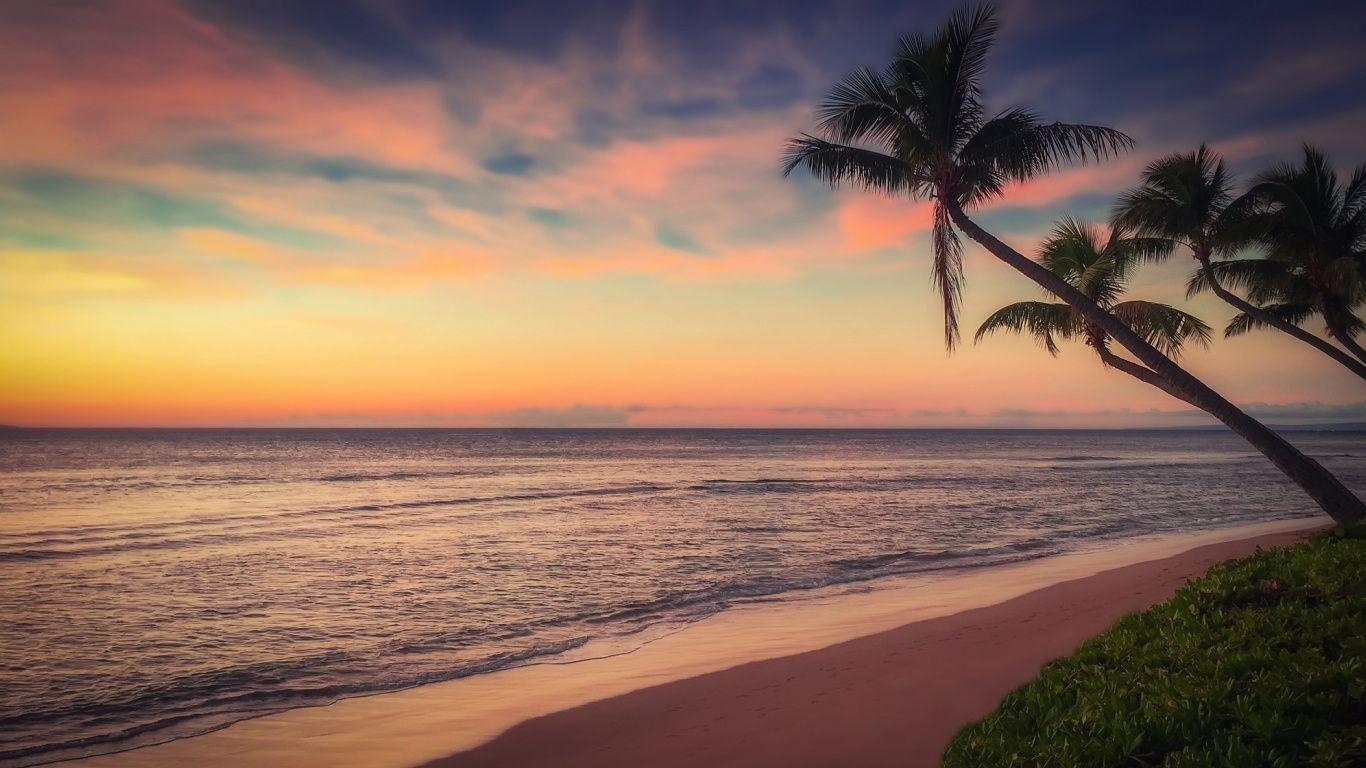 1366x768 Download Beach, sunset, ocean, coast wallpaper, 1366x Tablet, laptop