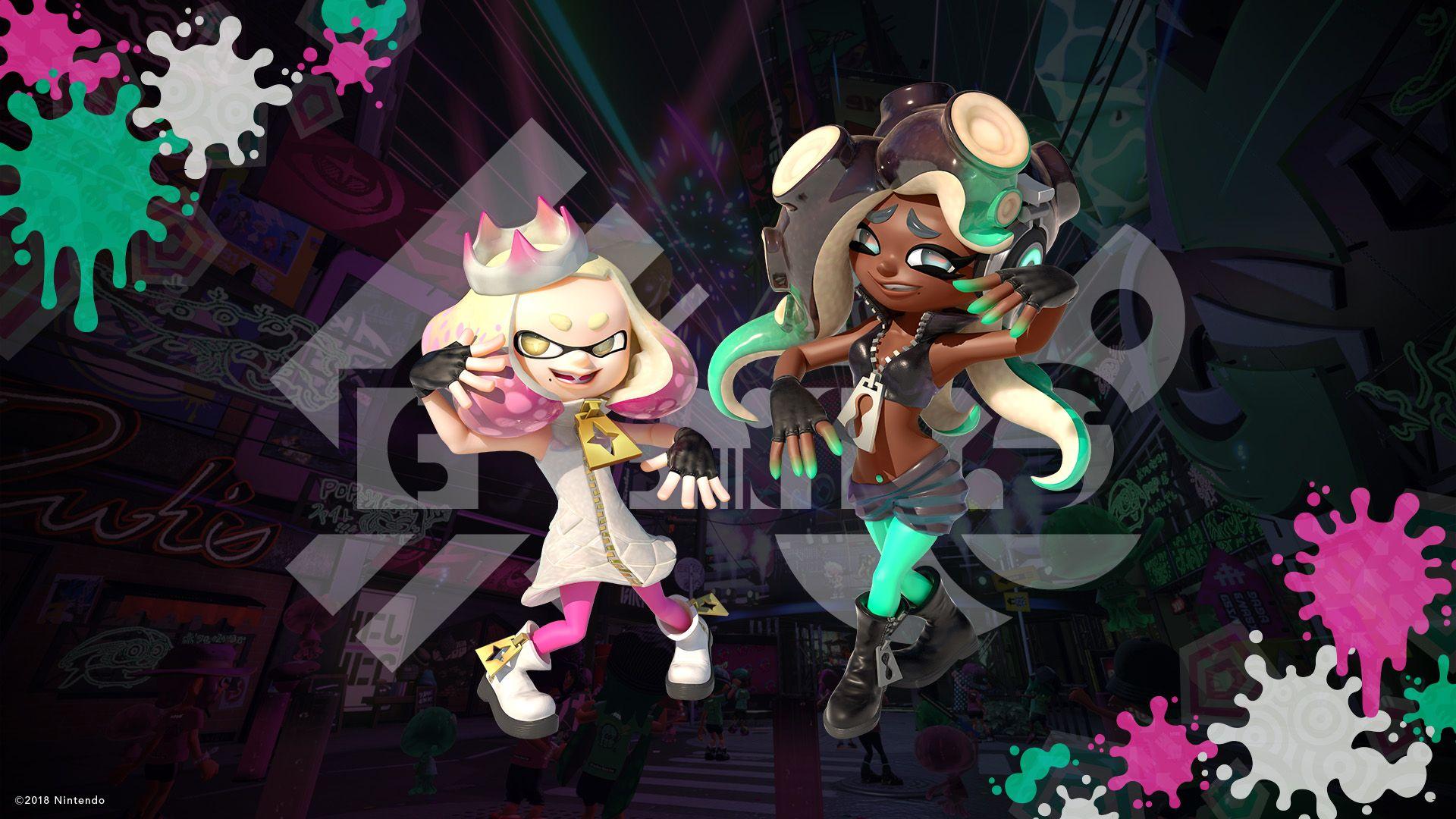 1920x1080 nintendo splatoon iida (splatoon) marina (splatoon) pearl (splatoon) dress pantyhose wallpaper