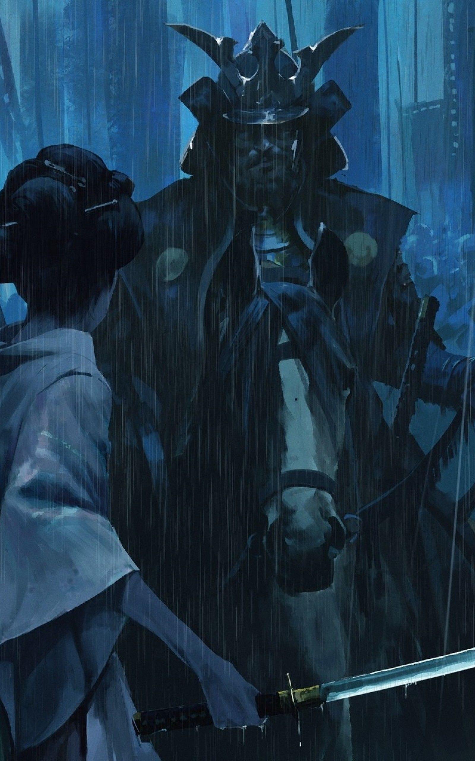 1600x2560 Download 1600x2560 Japanese Woman, Raining, Katana, Kimono, Samurai Army, Running, Dark Wallpaper for Google Nexus 10