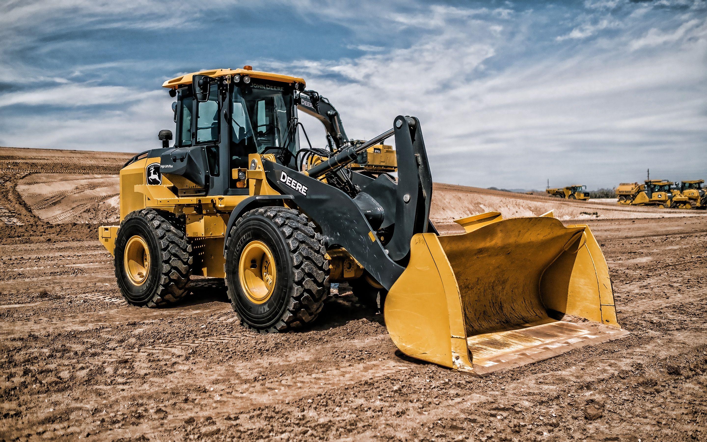 2880x1800 Download wallpaper John Deere 644K, Wheel Loader, construction machinery, heavy machinery, John Deere for desktop with resolution 2880x1800. High Quality HD picture wallpaper