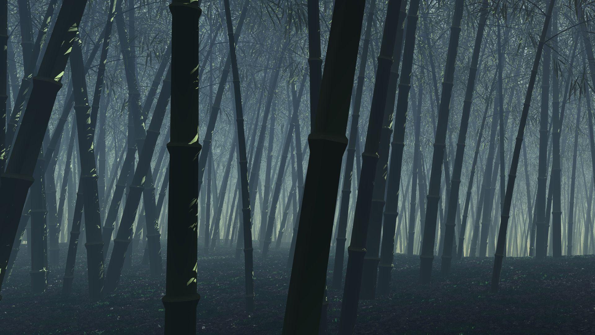 1920x1080 forests, bamboo, digital art wallpaper