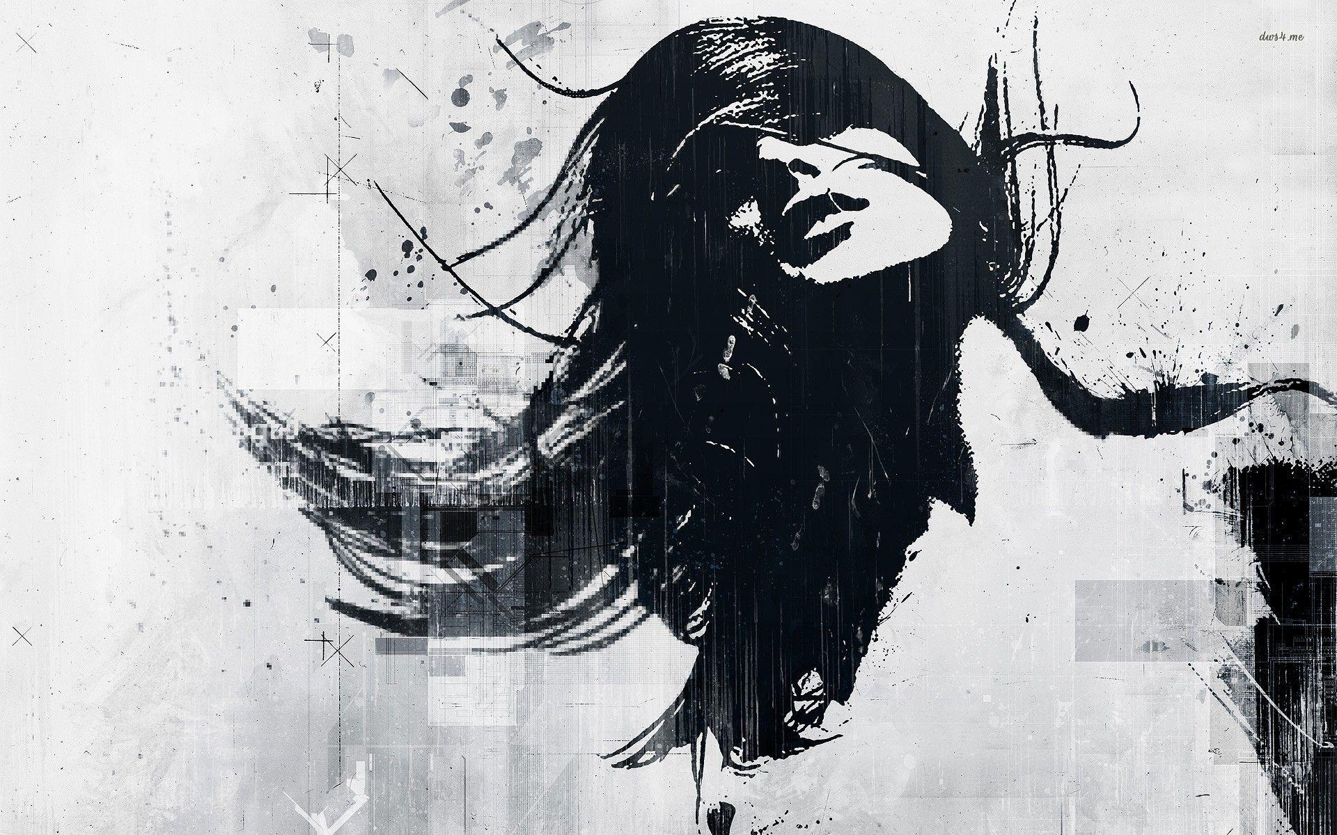 1920x1200 Womans Graffiti Artistic Wallpaper Woman Black And White HD Wallpaper