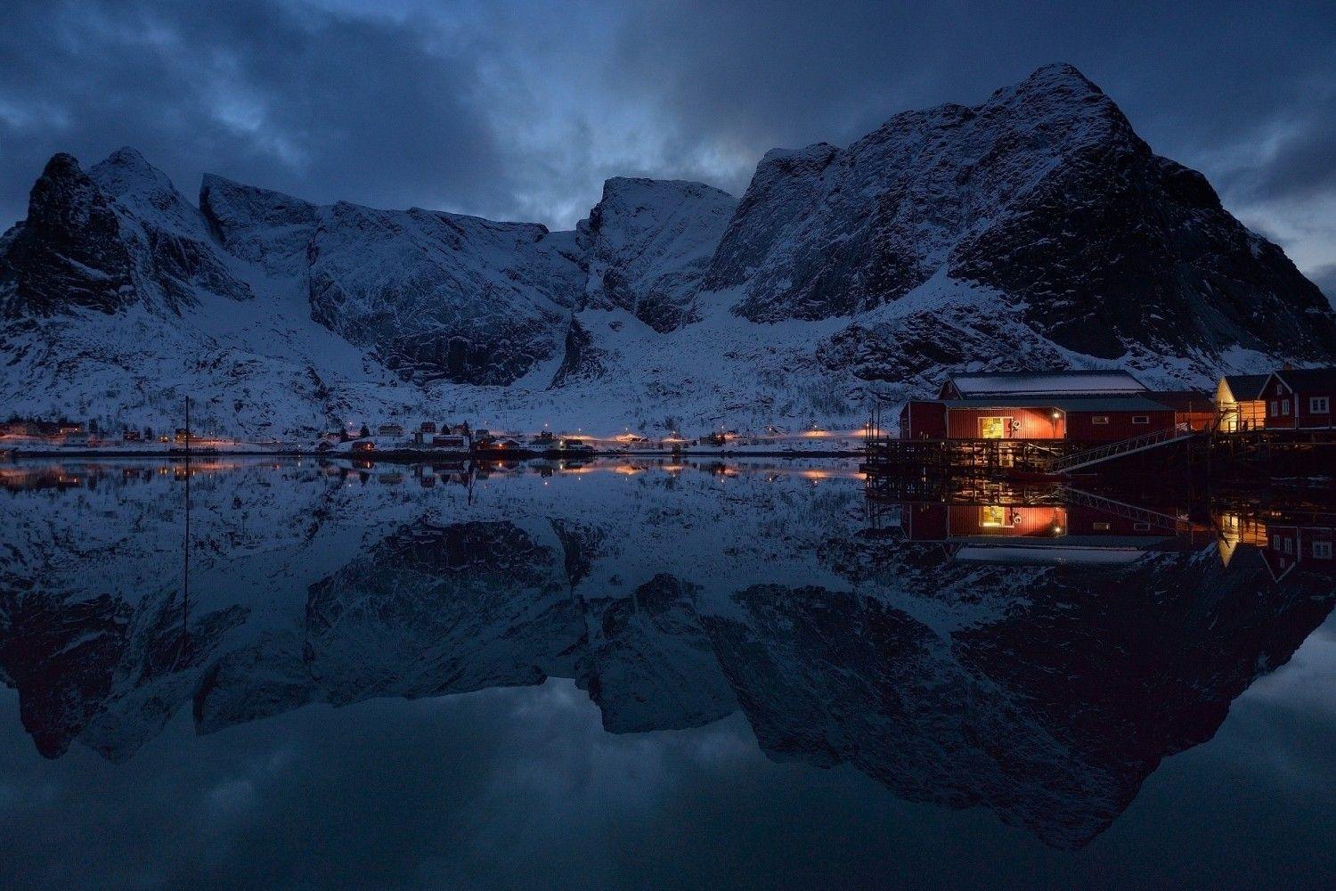 1500x1000 nature photography landscape winter mountains snow lake cold village