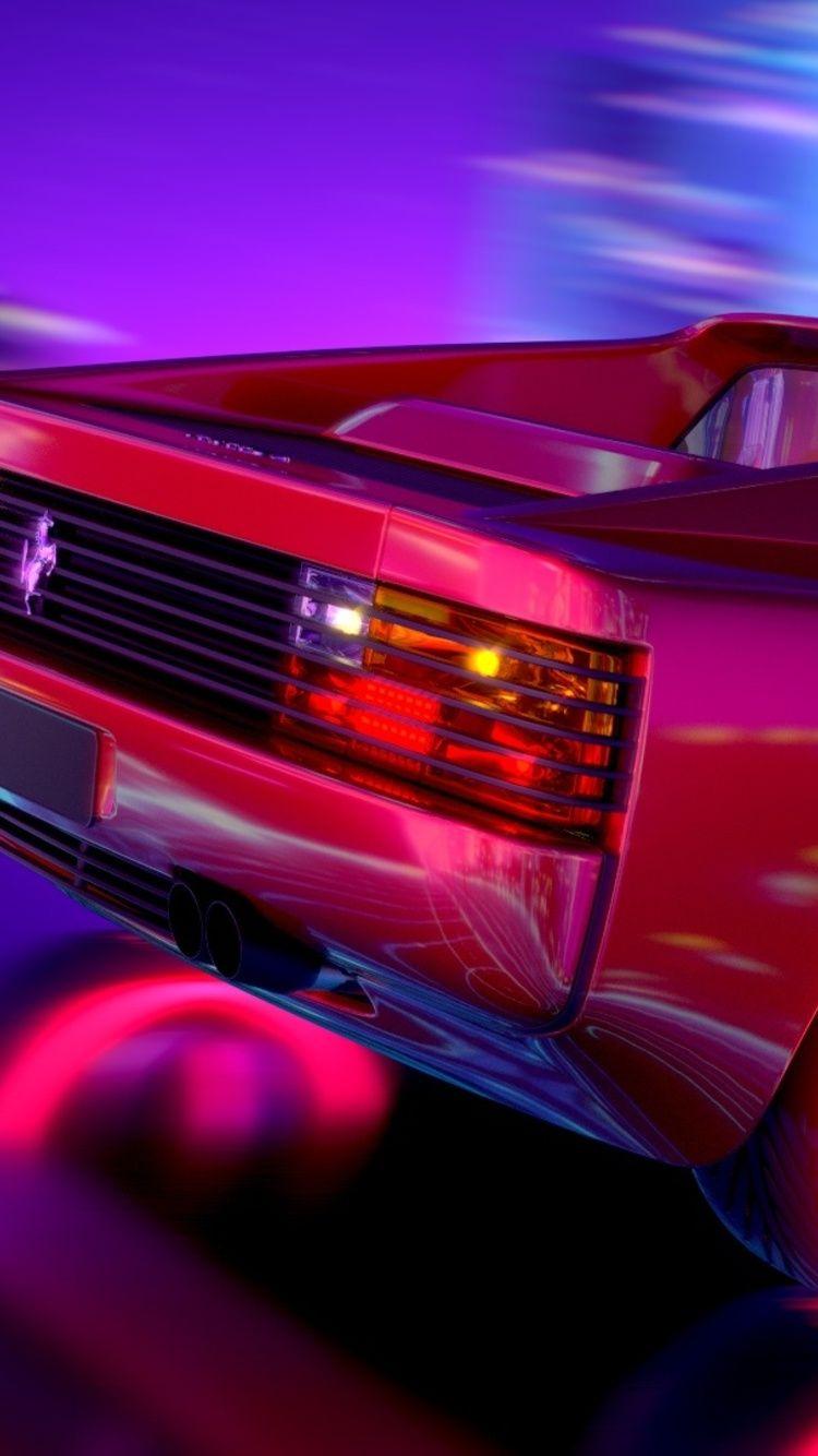 750x1334 Ferrari Testarossa Retrowave iPhone iPhone 6S, iPhone 7 HD 4k Wallpaper, Image, Background, Photo and Picture