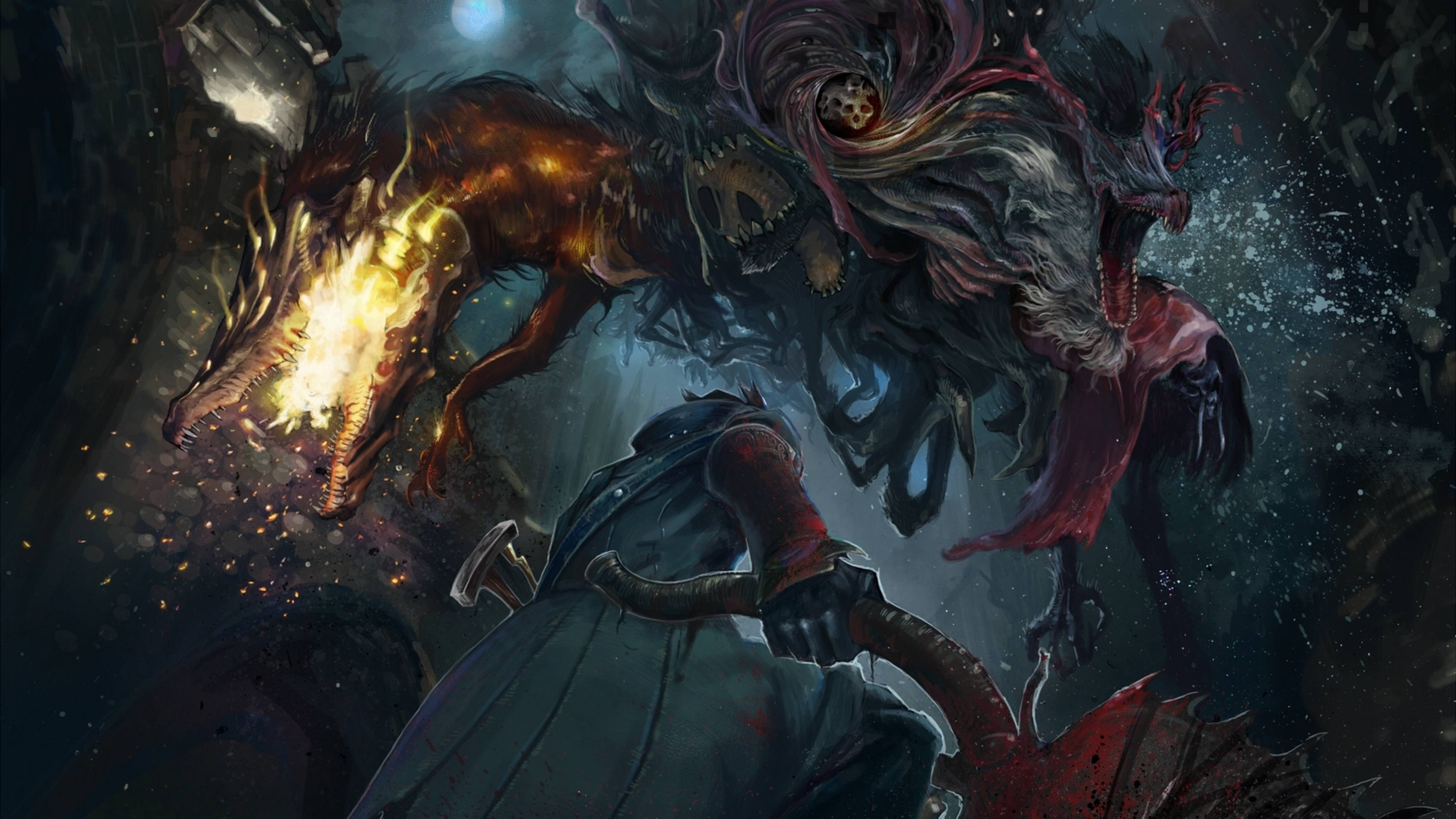 3840x2160 bloodborne Hunter & Monster 4K Wallpaper, HD Games 4K Wallpaper, Image, Photo and Background