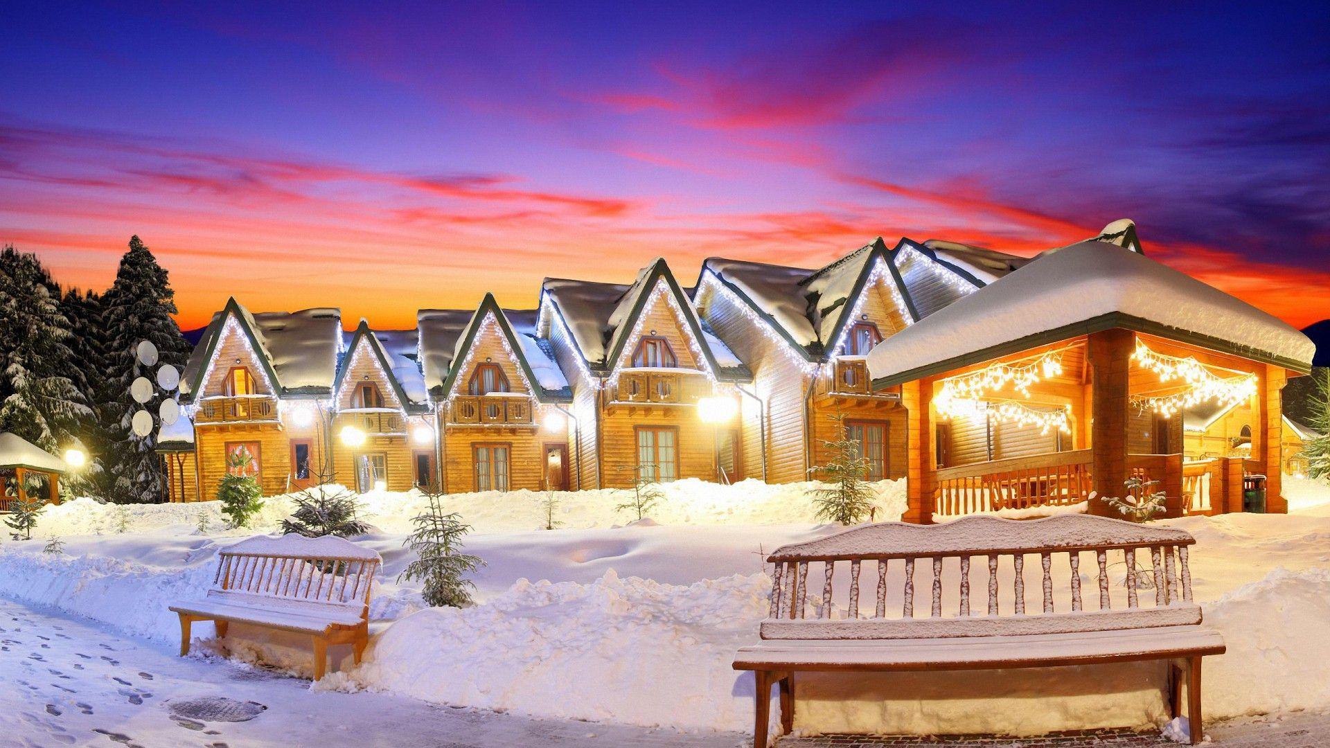 1920x1080 Winter Village HD Wallpaper