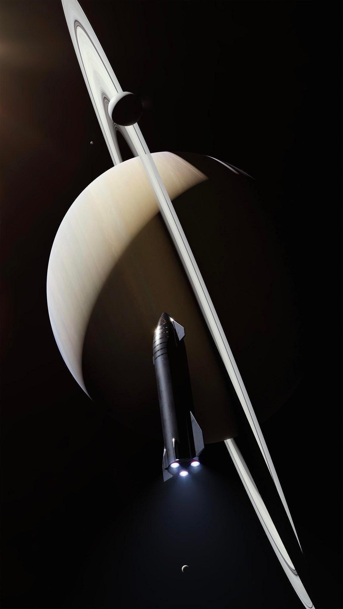 1152x2048 Starship arrives at Saturn. iPhone Wallpaper #iphonewallpaper4k #iphonewallpa 4K