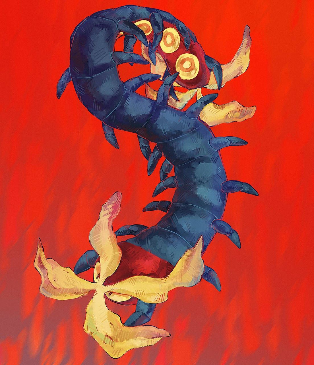 1104x1280 Download Centipede Pokemon Centiskorch Red Aesthetic Wallpaper