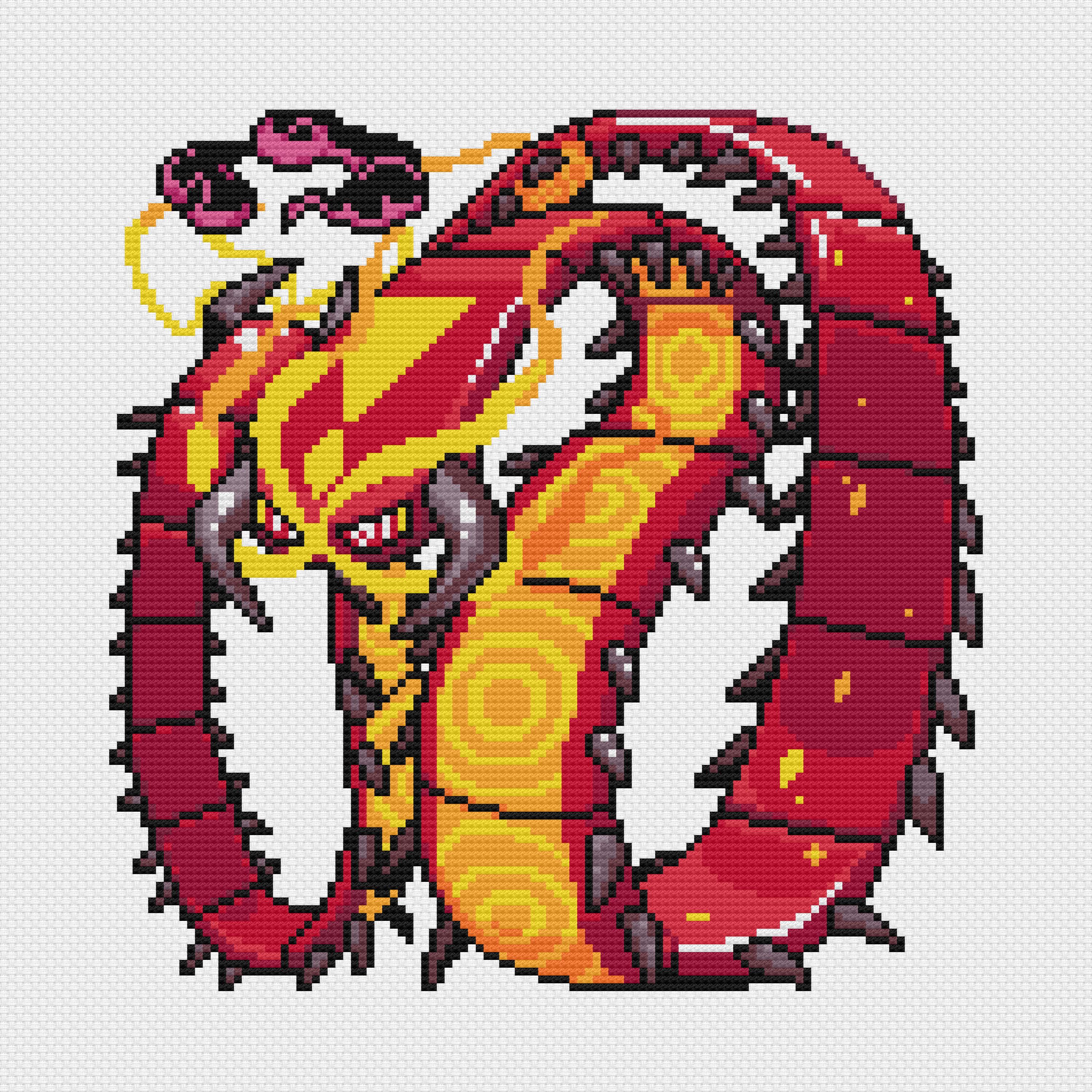 3000x3000 Gigantamax Centiskorch Cross Stitch Pattern: Retro Game Sprite (PDF Download)