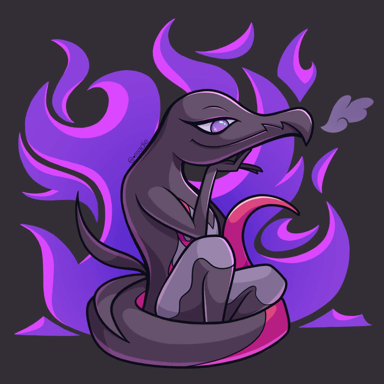 1280x1280 Download Pokémon Salazzle With Purple And Blue Flames Wallpaper