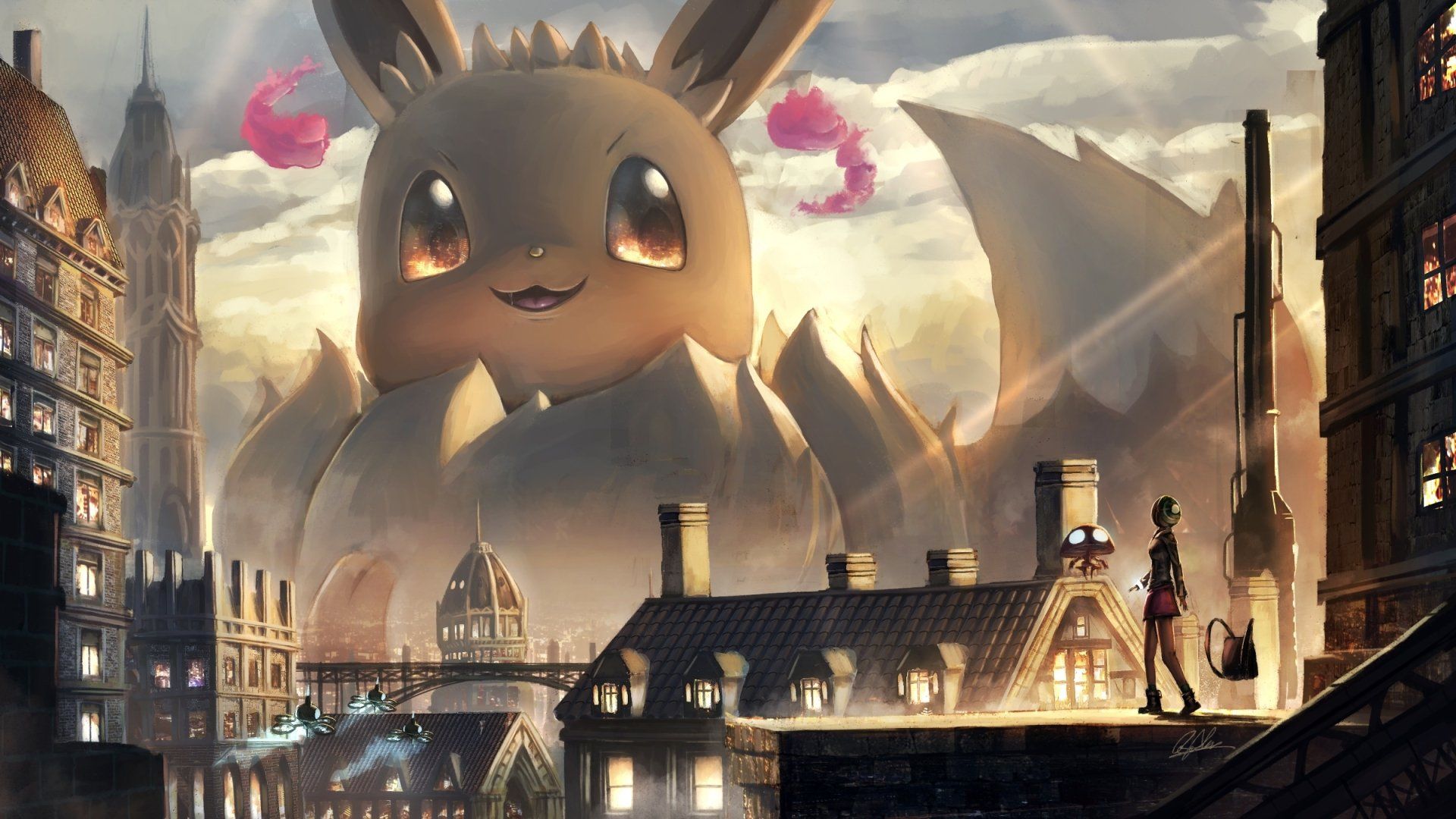 1920x1080 Epic Eevee & Orbeetle: Gloria's Pokémon Sword & Shield HD Adventure Wallpaperx1350