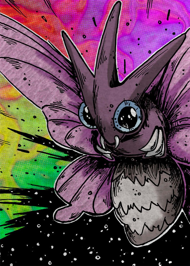 800x1116 Download Colorful Drawing Of Venomoth Wallpaper