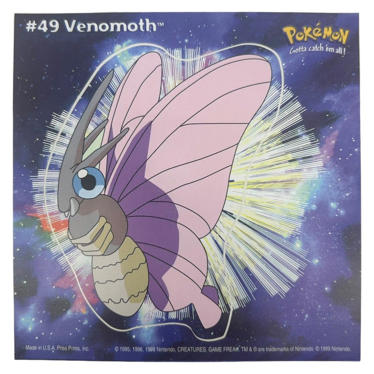 1200x1200 Pokemon Collect 'em Stick Ups Venomoth Large 4” Sticker Priss Prints