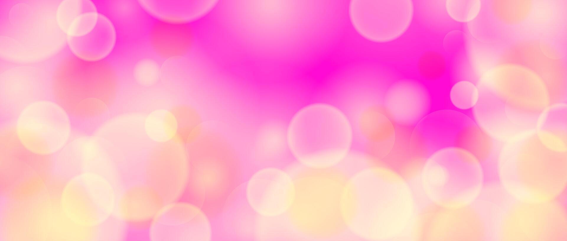 1920x815 Abstract circle bokeh wallpaper. Bright pink color blur effect background. Shiny blurry light sparkle texture. Romantic backdrop for birthday celebration, fairy party, card, poster, banner