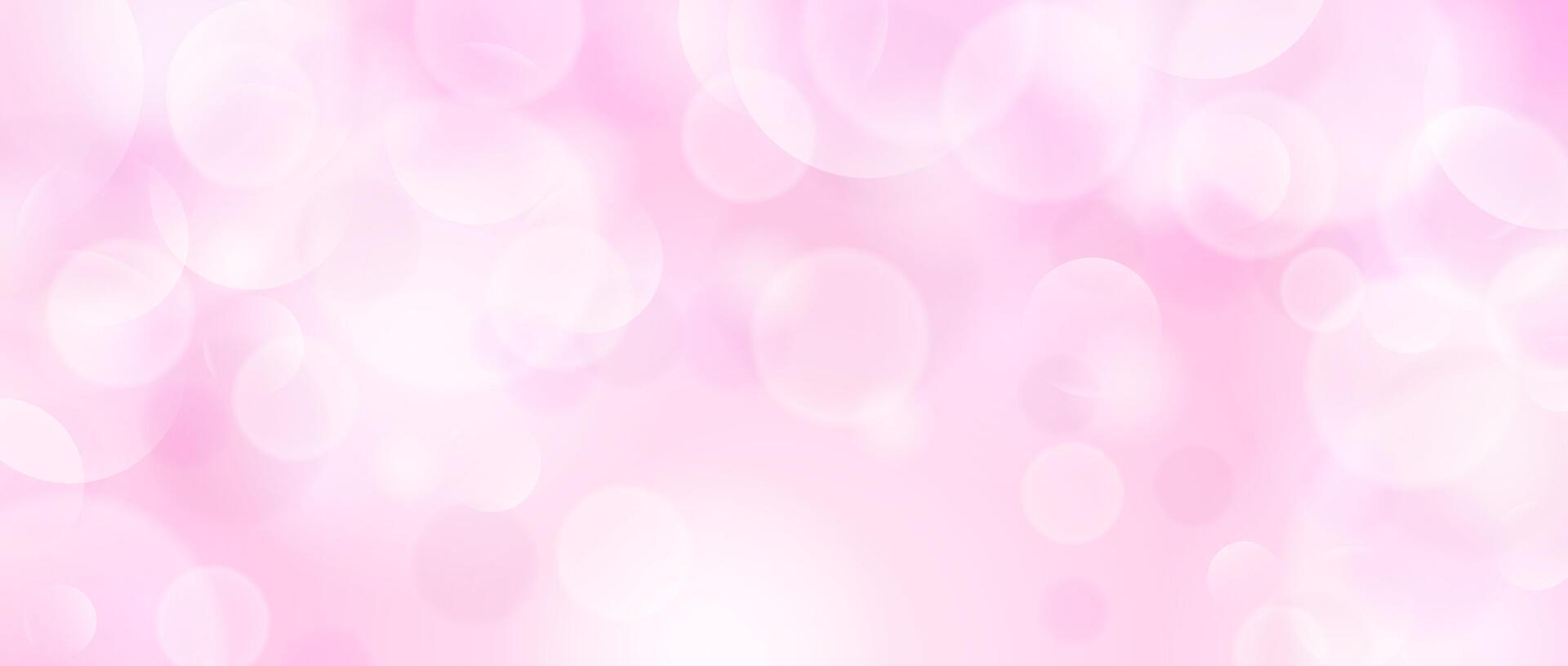1920x815 Abstract circle bokeh wallpaper. Pastel rose color blur effect background. Shiny pink blurry light sparkle texture. Romantic backdrop for birthday celebration, fairy party, card, poster, banner