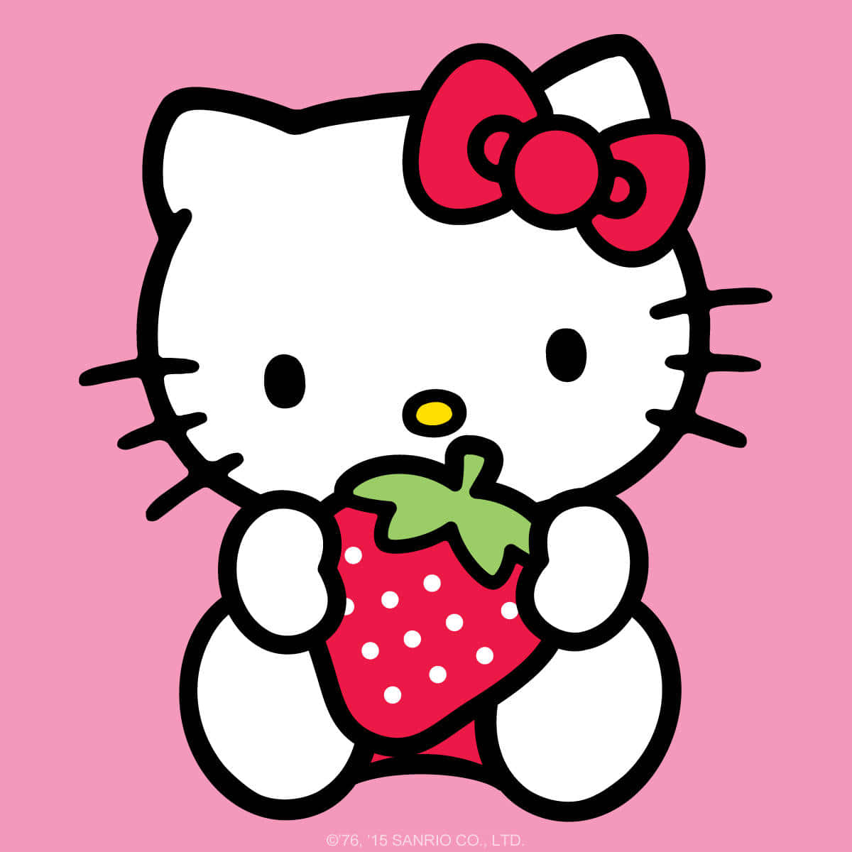 1200x1200 Download Hello Kitty Holding A Strawberry Sanrio Pfp Wallpaper
