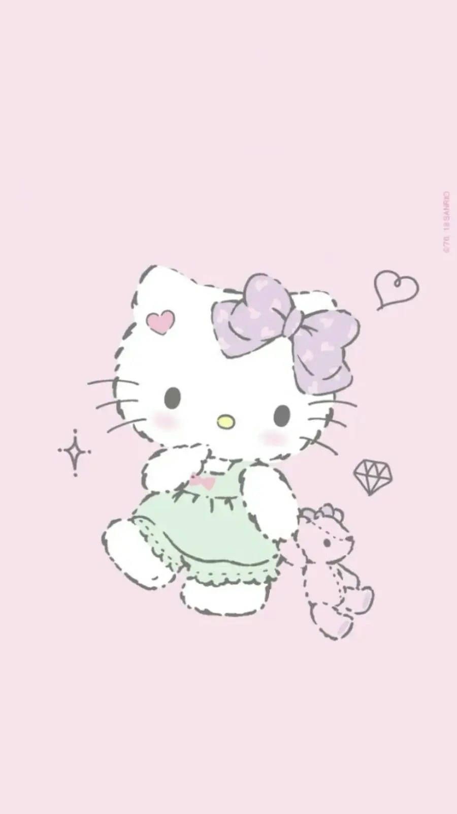 900x1601 Download Fuzzy Cartoon Hello Kitty PFP Wallpaper
