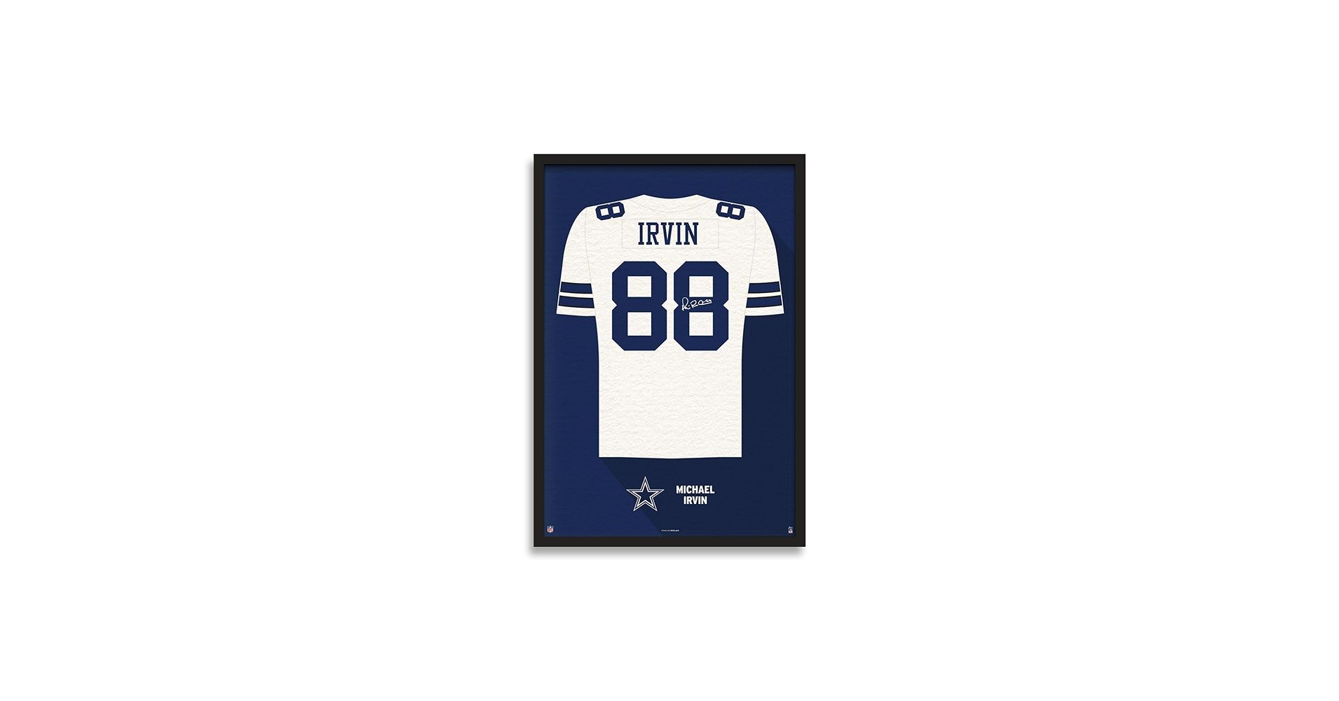 1910x1000 Sporticulture NFL American Football Dallas Cowboys Irvin Jersey Print Framed Wall Art Picture Poster for Boys Bedroom and Man Cave Decor to Hang, White 14 x