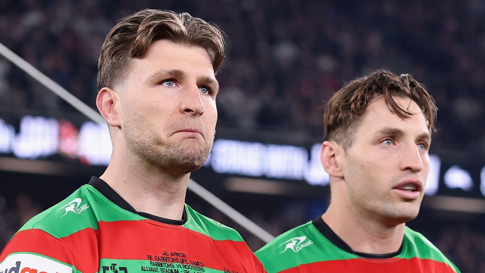 1600x900 Jai Arrow gets emotional farewell 100th NRL appearance for South Sydney Rabbitohs after Motor Neurone Disease diagnosis. Rugby League News