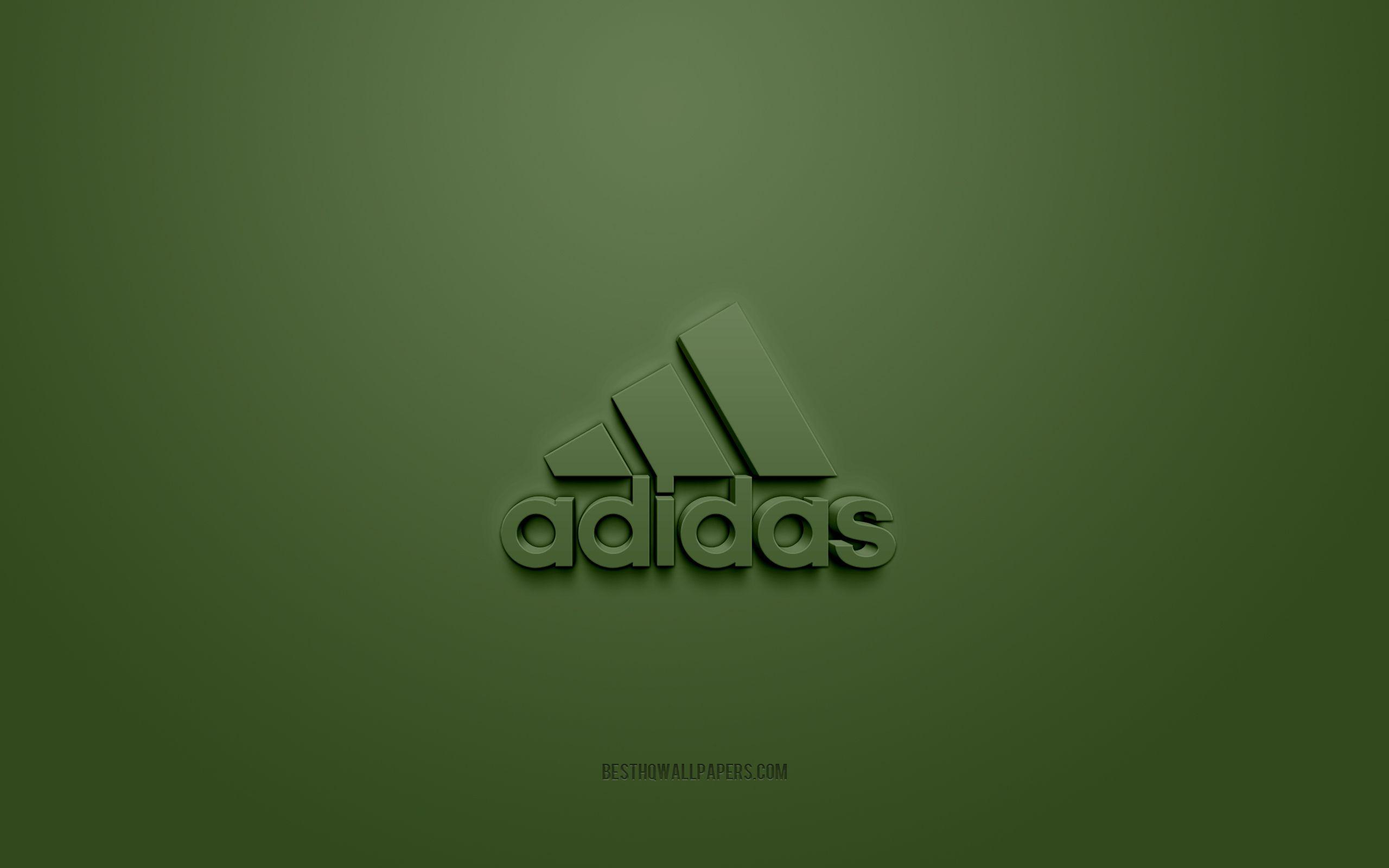 2560x1600 Download wallpaper Adidas logo, green background, Adidas 3D logo, 3D art, Adidas, brands logo, blue 3D Adidas logo for desktop with resolution 2560x1600. High Quality HD picture wallpaper