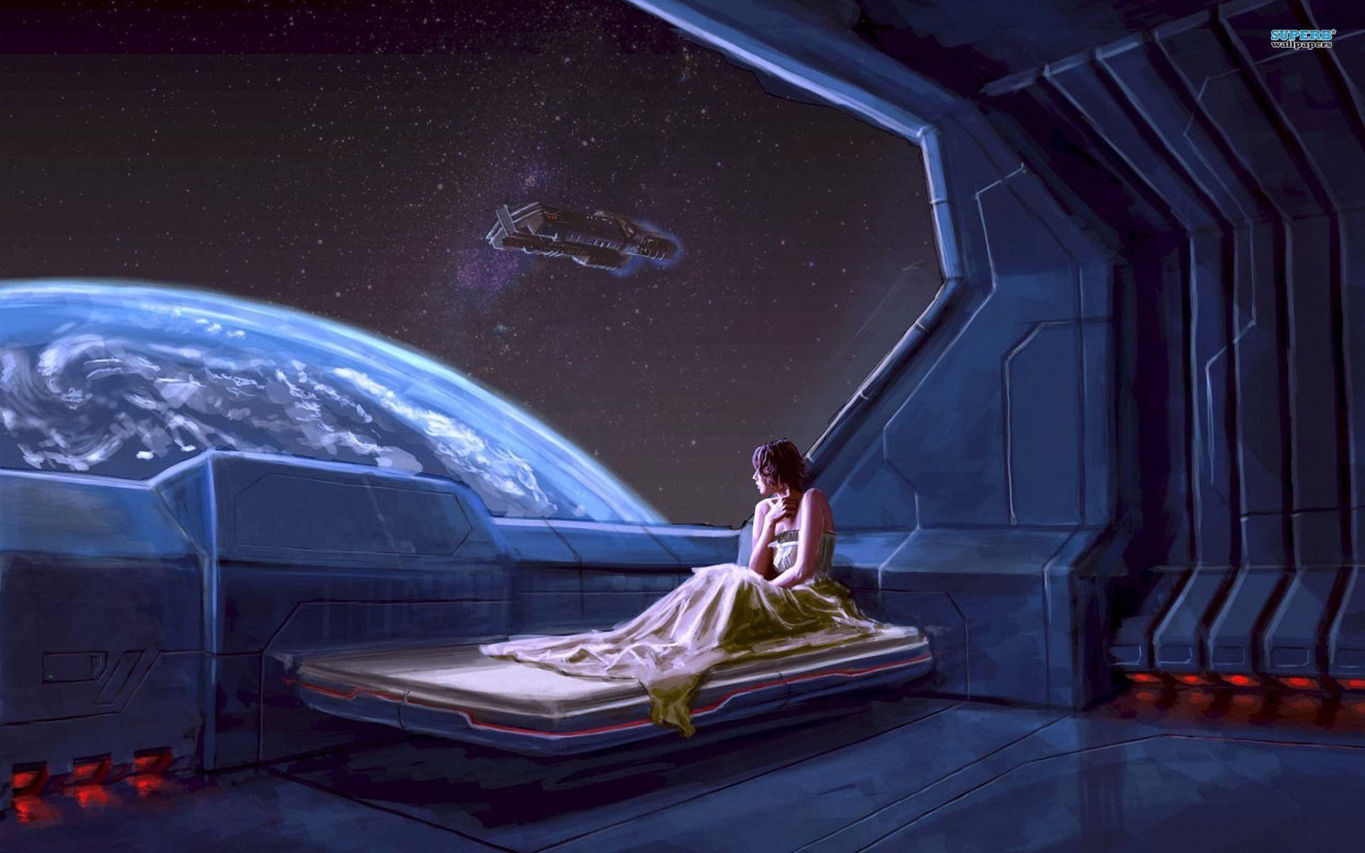 1920x1200 Girl in a spaceship wallpaper wallpaper - Корабль, Космический корабль, Таинственные места
