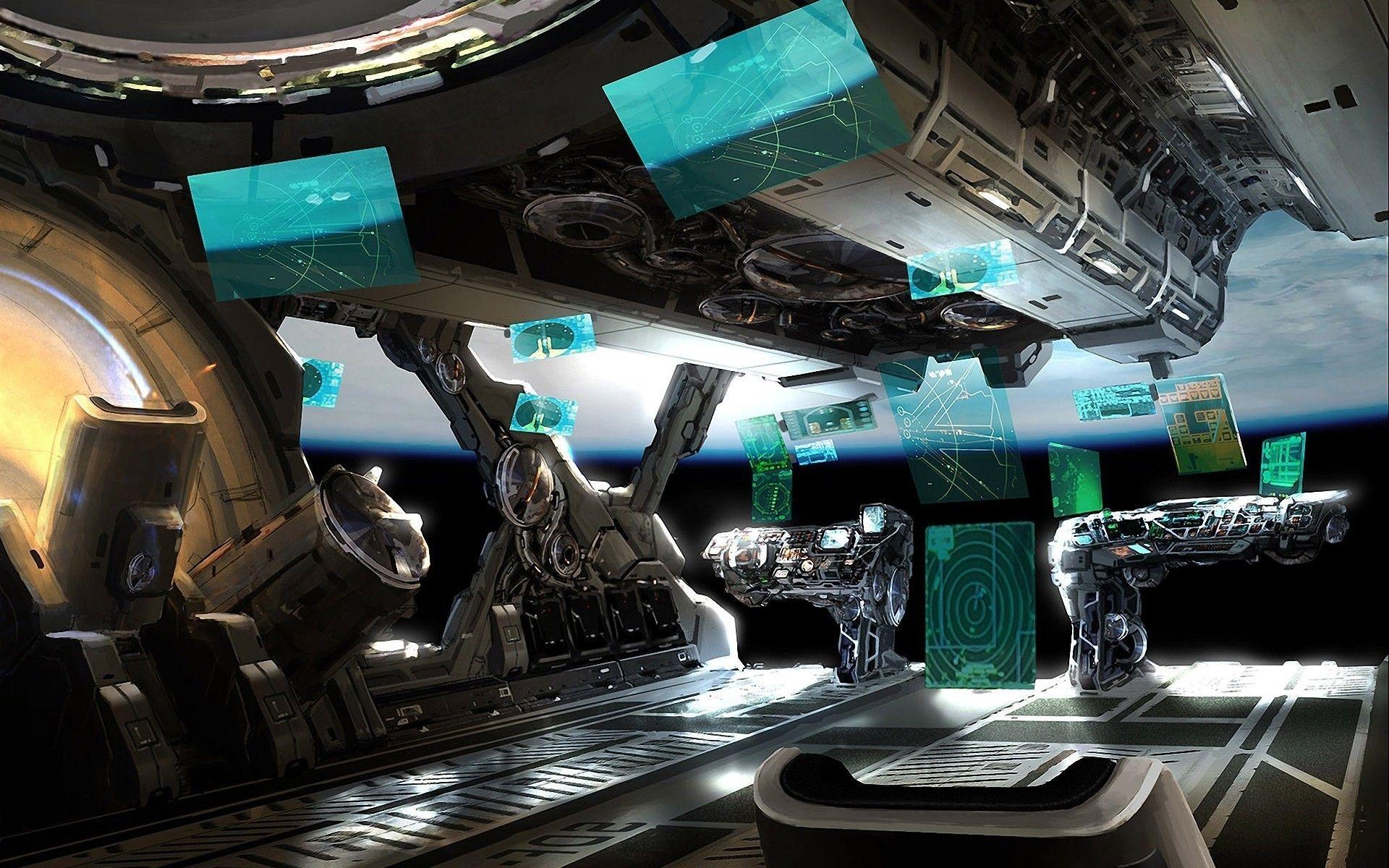 1920x1200 bridges, fantasy art, spaceships, science fiction, navigating bridge wallpaper